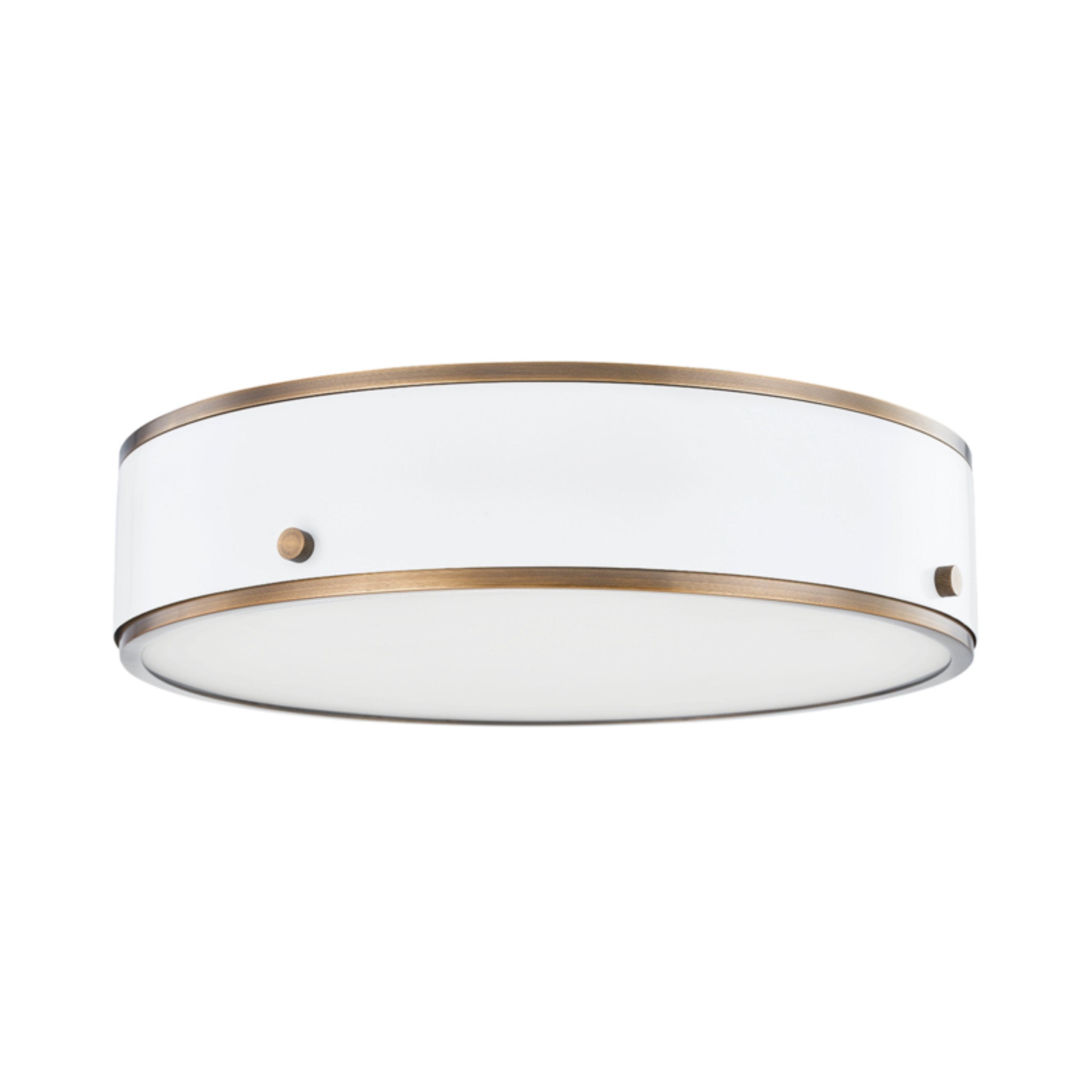 Eli 1-Light Flush Mount in Patina Brass 16W x 3.5H (Soft White)