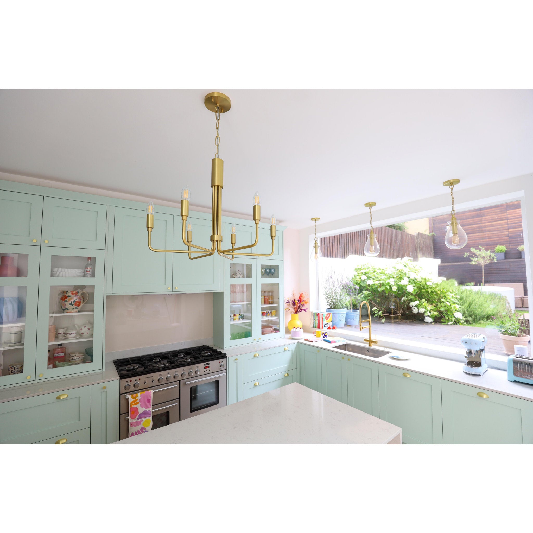 Brigitte 6-Light Chandelier in Aged Brass 25L x 25W x 19.25H