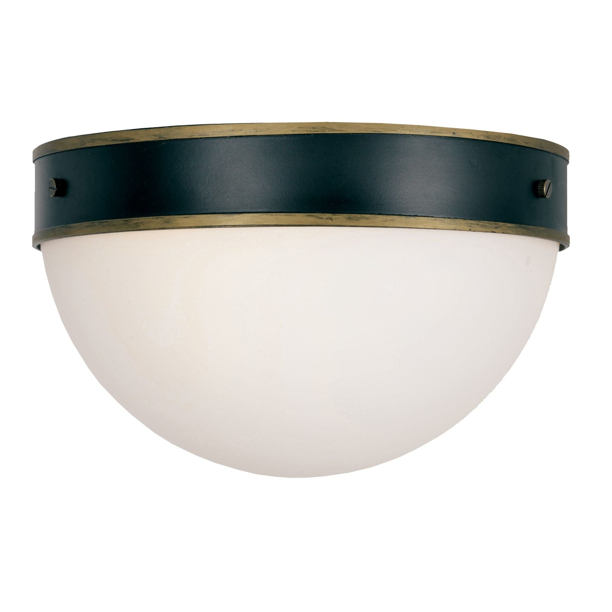Brian Patrick Flynn Capsule 2 Light Matte Black + Textured Gold Outdoor Flush Mount Glass 12"W x 8"H x 12"D