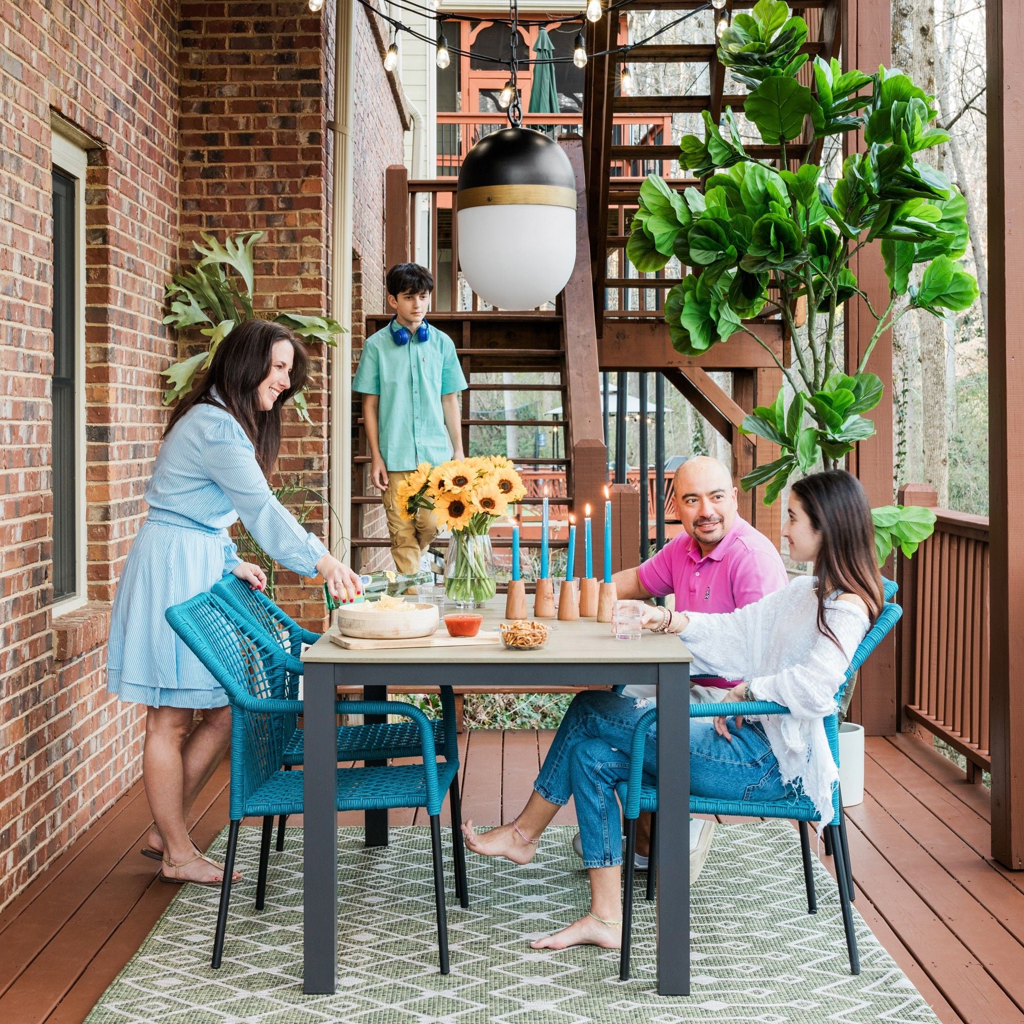 Brian Patrick Flynn Capsule 3 Light Matte Black + Textured Gold Outdoor Pendant Glass 12.25"W x 21"H x 12.25"D