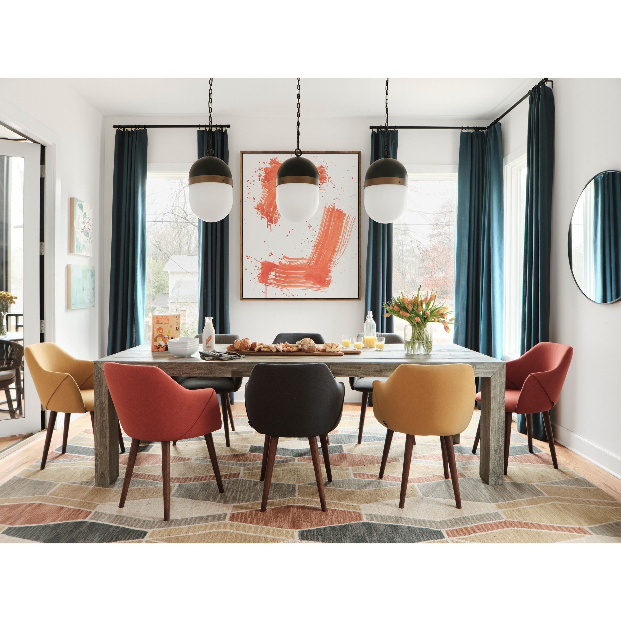 Brian Patrick Flynn Capsule 3 Light Matte Black + Textured Gold Outdoor Pendant Glass 12.25"W x 21"H x 12.25"D