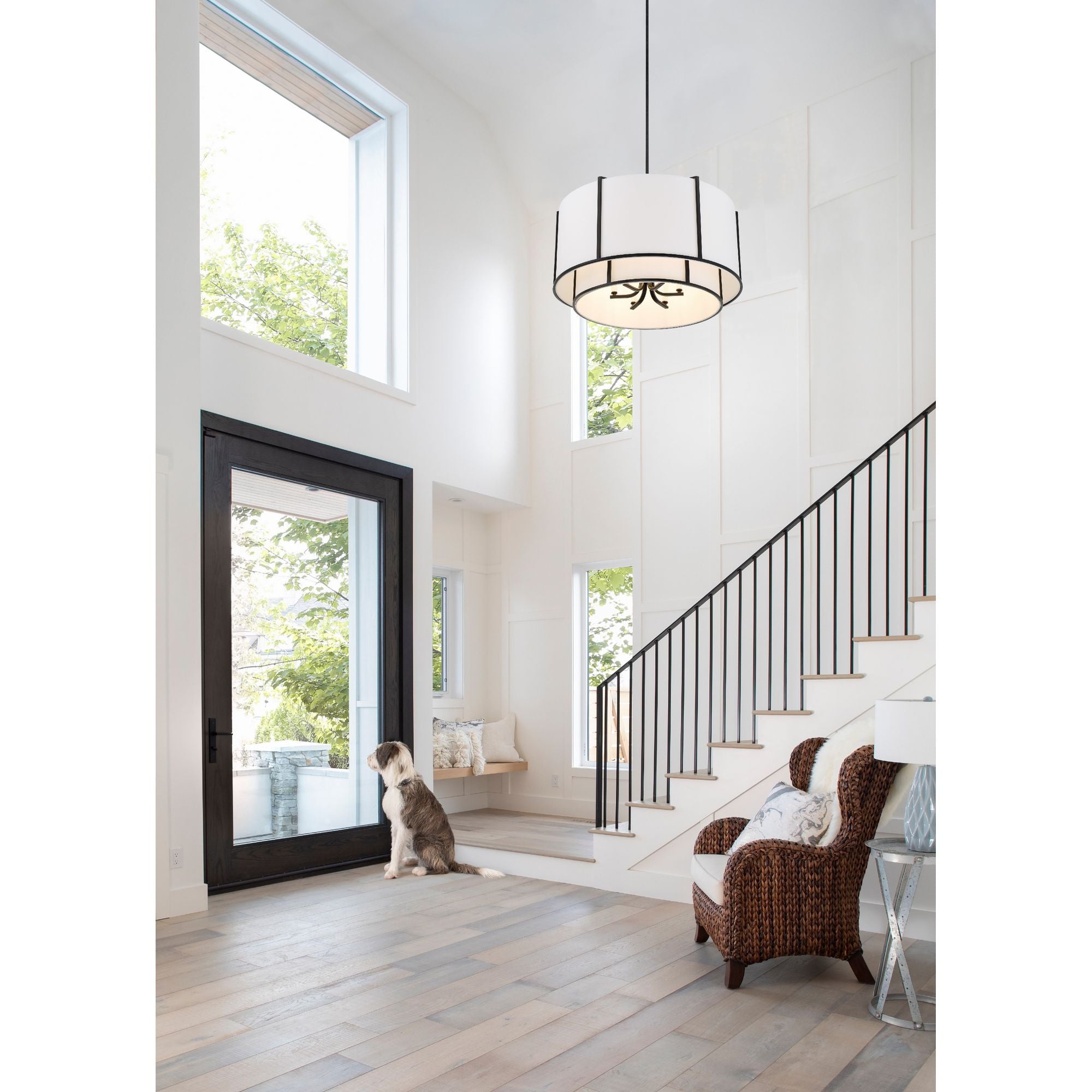 Carlyn 6 Light Black Chandelier Silk Shade 28"W x 19"H x 28"D