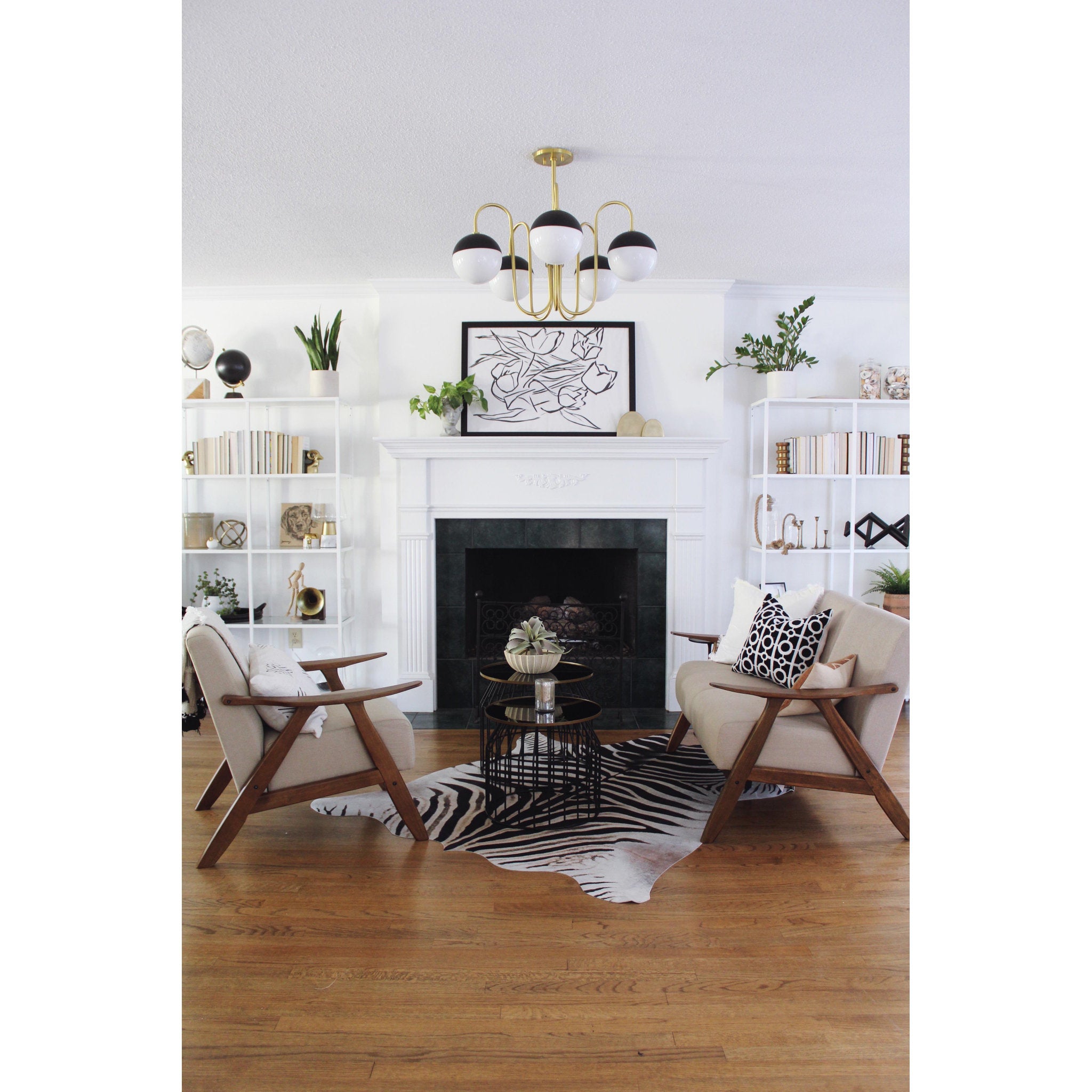 Renee 5-Light Chandelier in Aged Brass/Black 14L x 28W x 15.5H