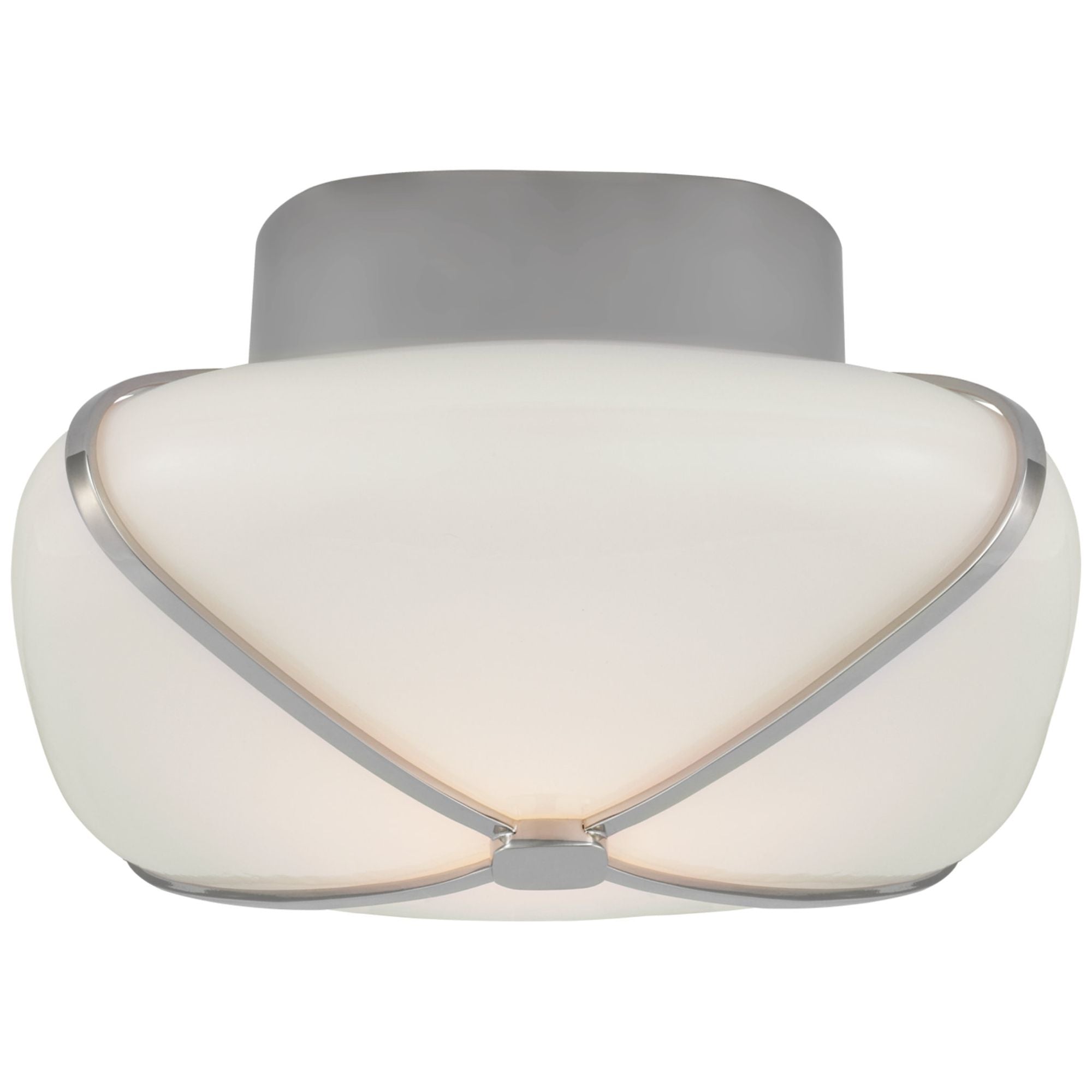 Champalimaud Fondant 8" Flush Mount in Polished Nickel with White Glass Ceiling Light W7.75" x H4.5"