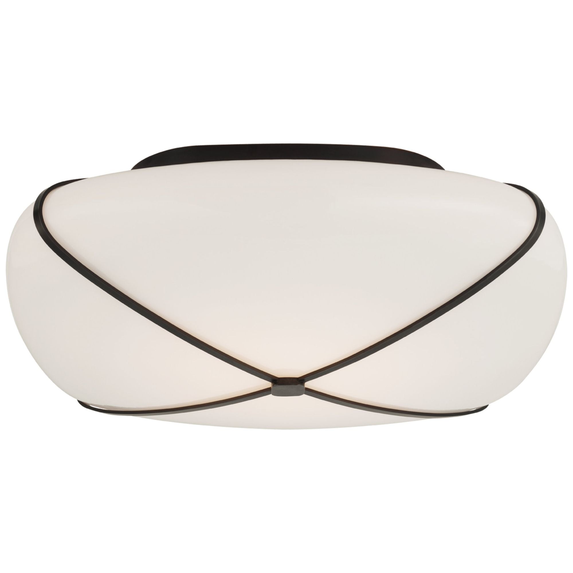 Champalimaud Fondant 14" Flush Mount in Gun Metal with White Glass Ceiling Light W14.25" x H4.75"
