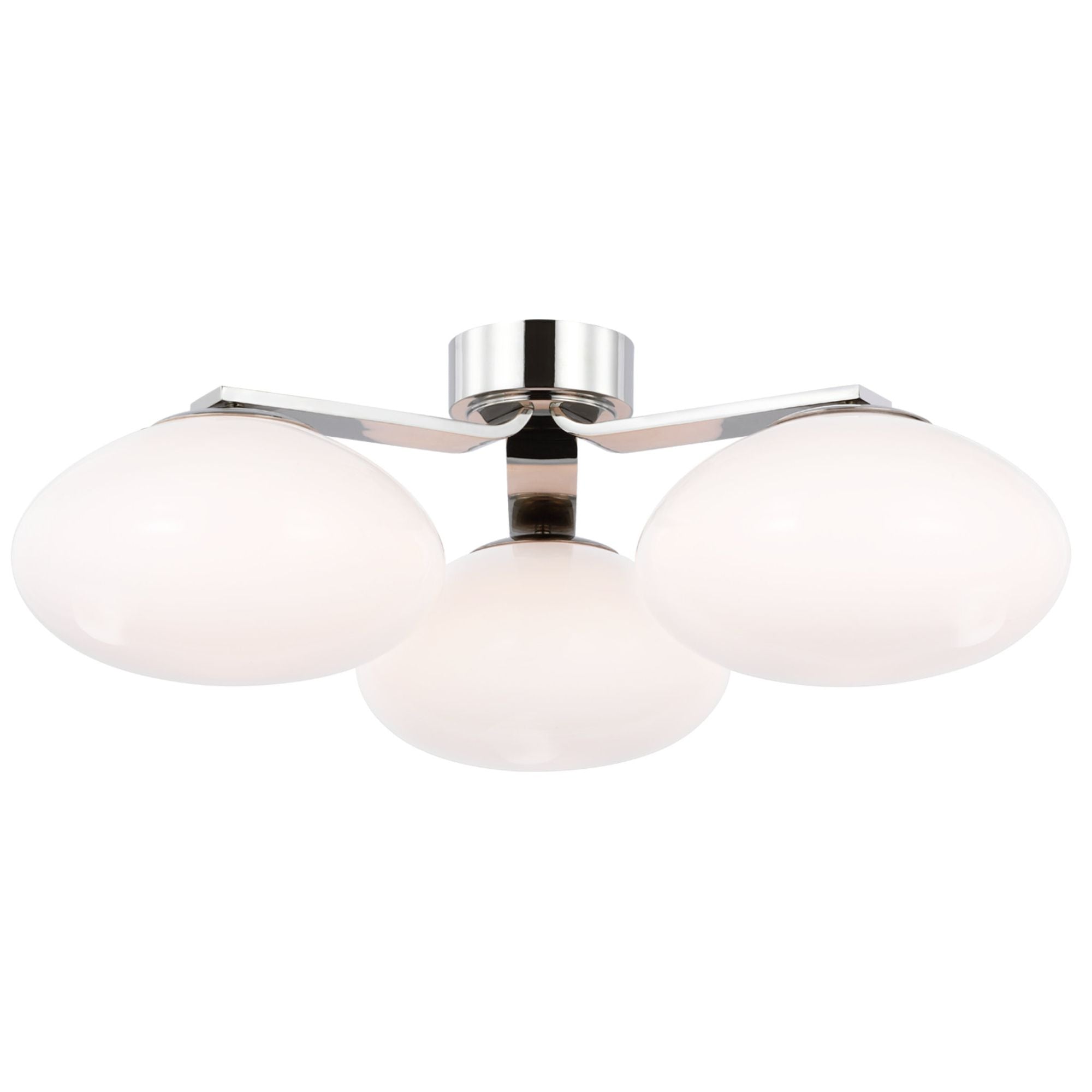 Champalimaud Marisol XL Triple Flush Mount in Polished Nickel with White Glass Ceiling Light W26.75" x H10"