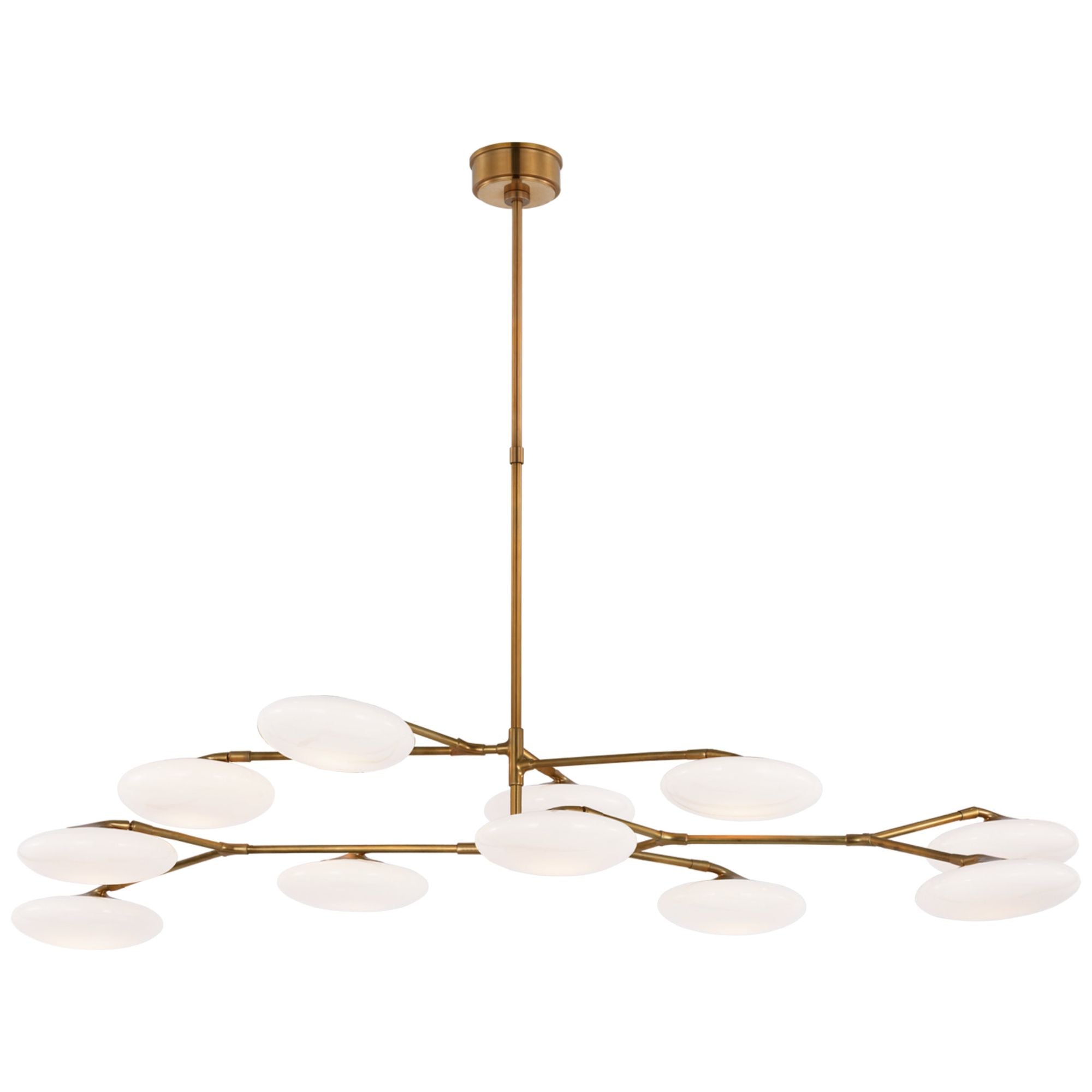 Champalimaud Brindille Extra Large Two Tier Chandelier in Soft Brass with White Glass Ceiling Light W65" x 30"