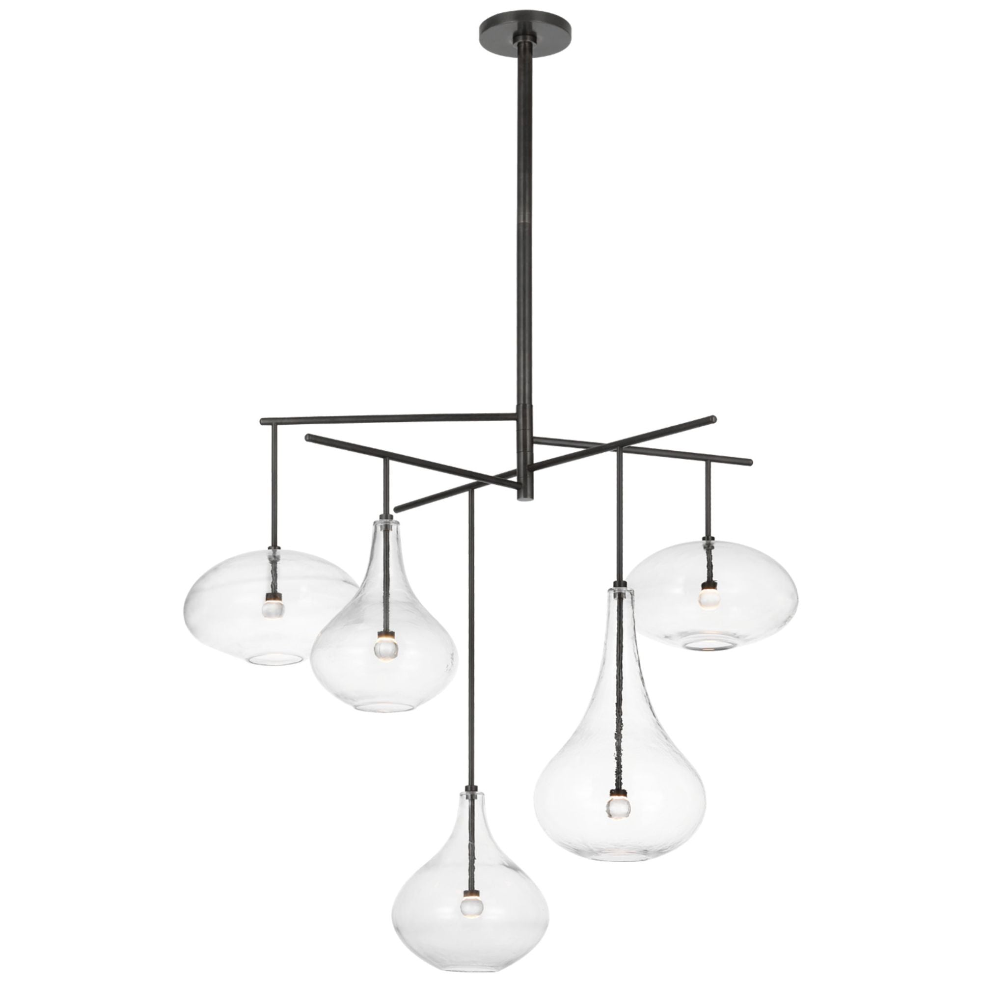 Champalimaud Lomme XL Chandelier in Gun Metal with Clear Glass Ceiling Light W38.25"