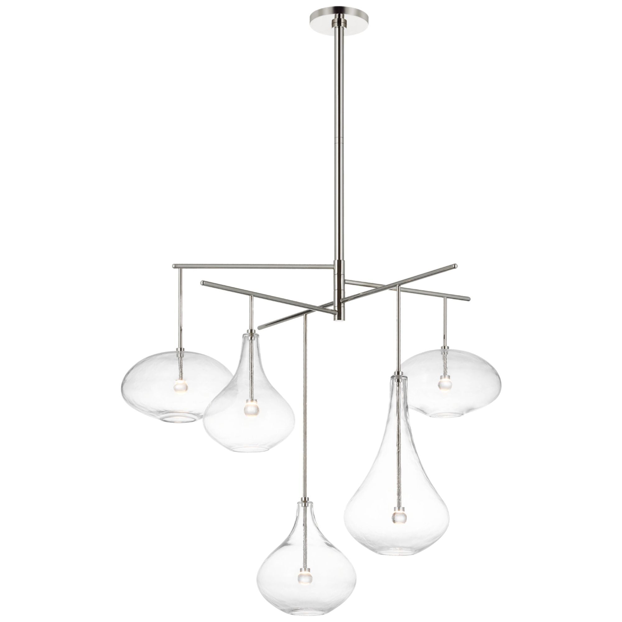 Champalimaud Lomme XL Chandelier in Polished Nickel with Clear Glass Ceiling Light W38.25"