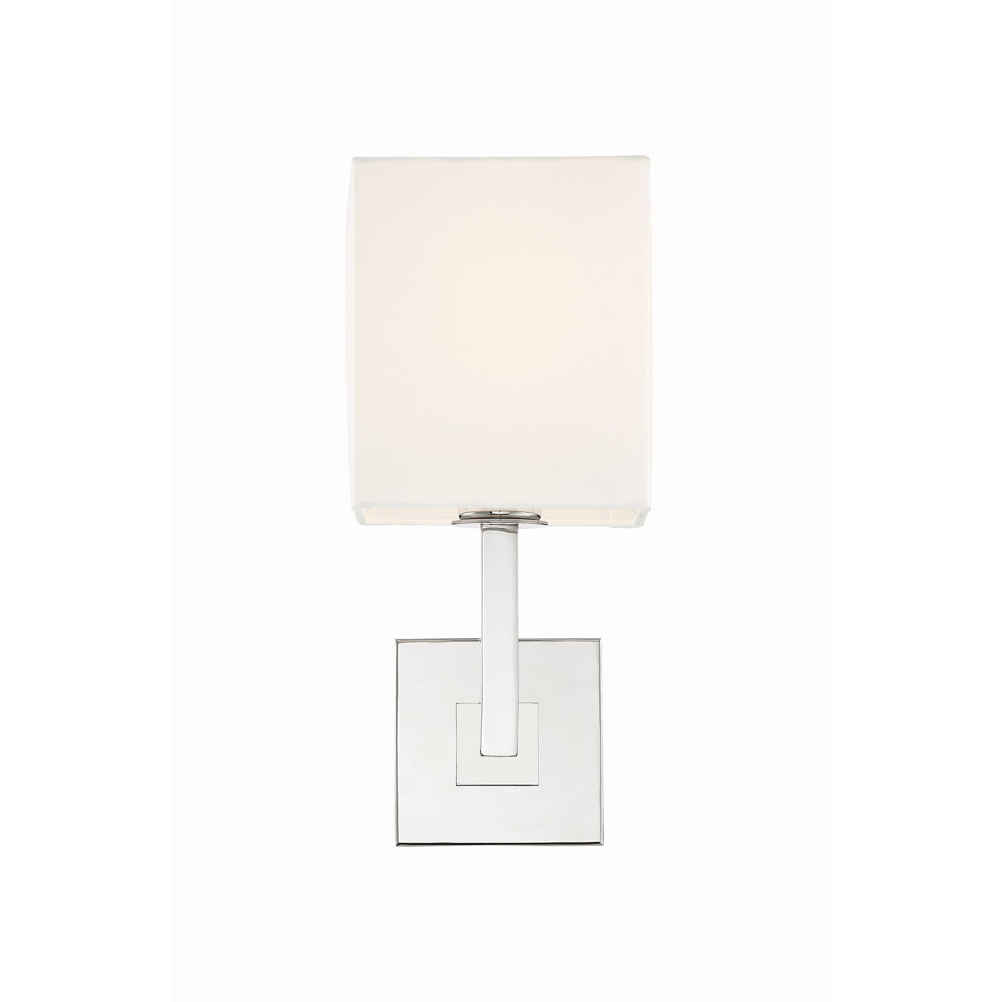 Chatham 1 Light Polished Nickel Sconce Silk Shade 6"W x 13.5"H x 7"D