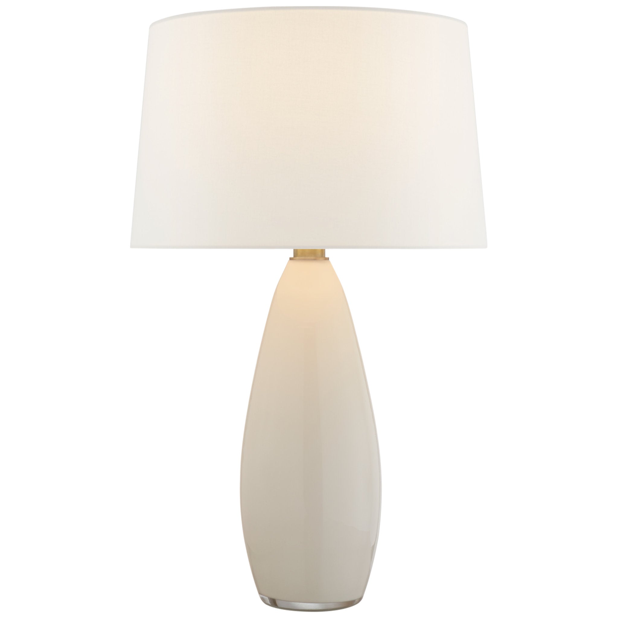 Chapman & Myers Myla Large Tall Table Lamp in White Glass with Linen Shade W18.25" x H29.25"