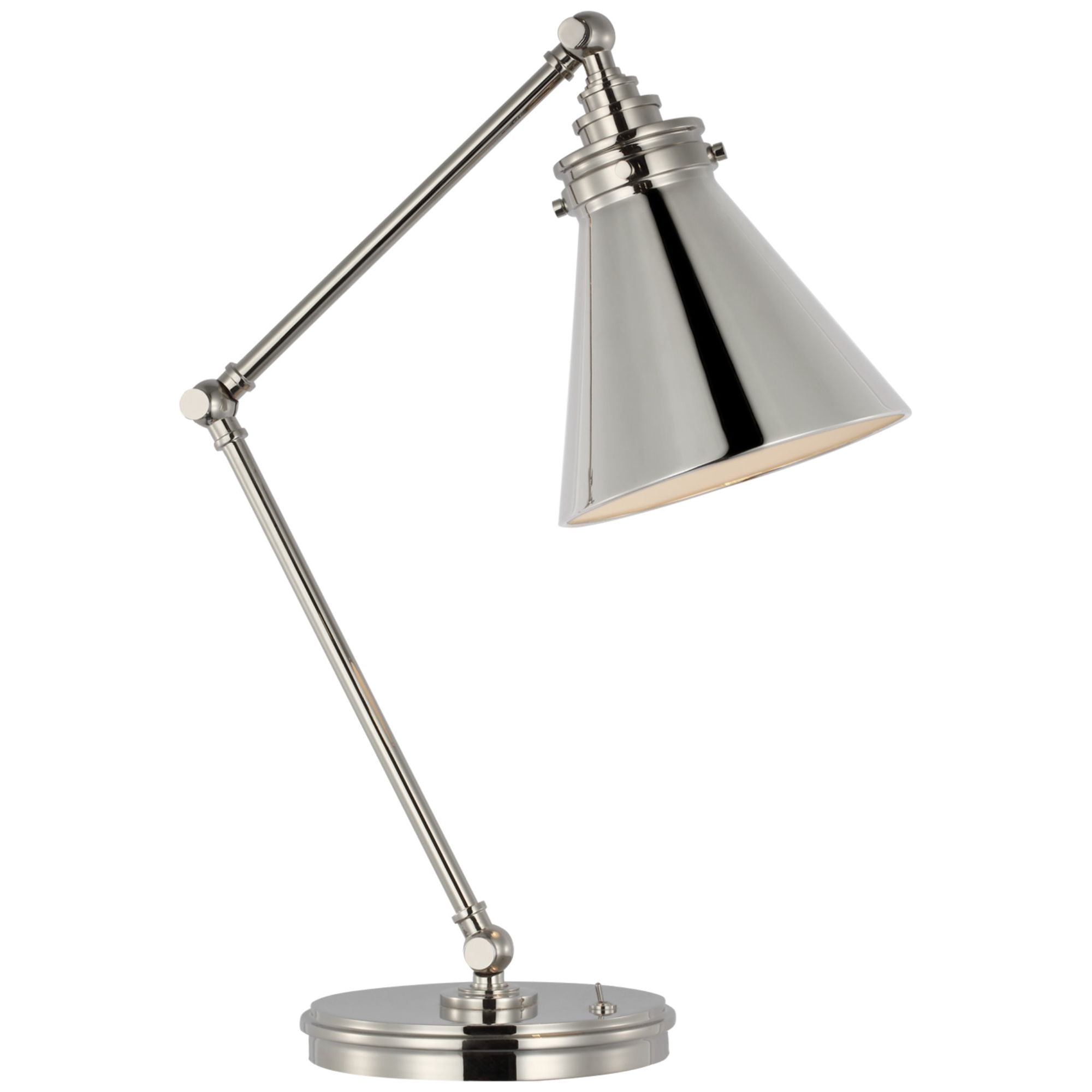 Chapman & Myers Parkington Medium Articulating Desk Lamp in Polished Nickel Table Lamp W7.5" x H19.25" - 22.5"