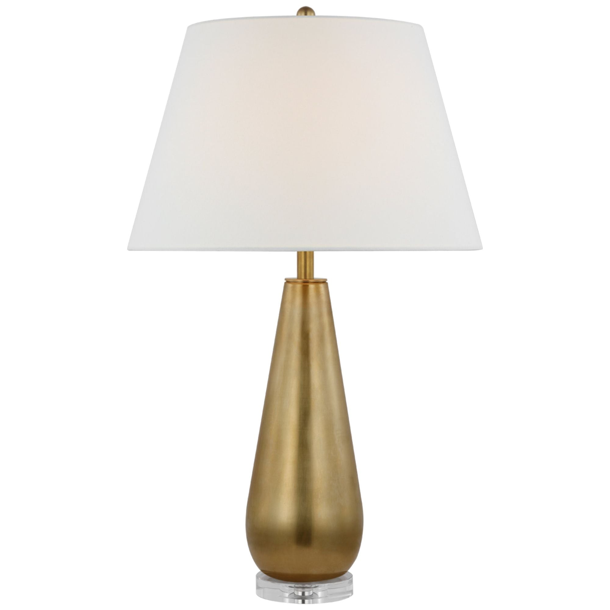 Chapman & Myers Aris Large Table Lamp in Antique-Burnished Brass and Clear Glass with Linen Shade W18.5" x H30"
