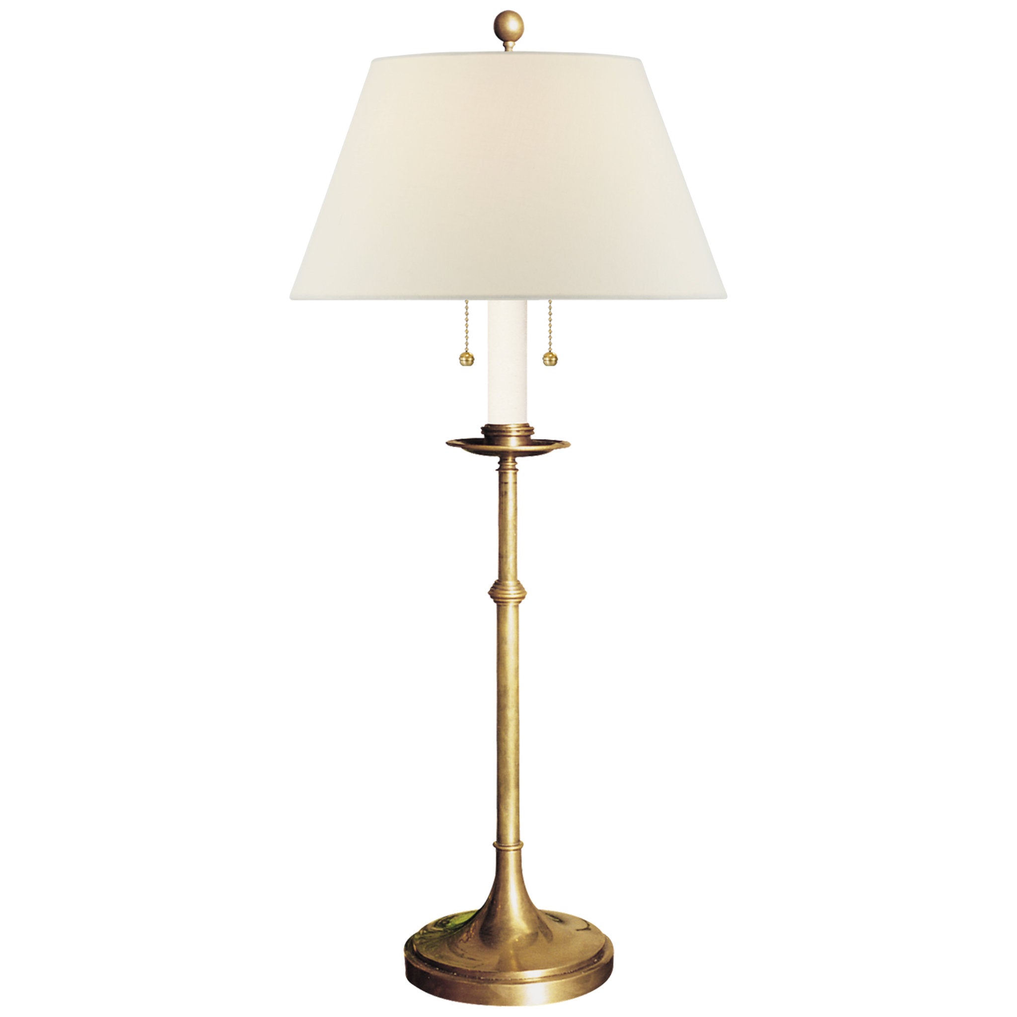 Chapman & Myers Dorchester Club Table Lamp in Antique-Burnished Brass with Linen Shade W14.5" x H22" - 32"