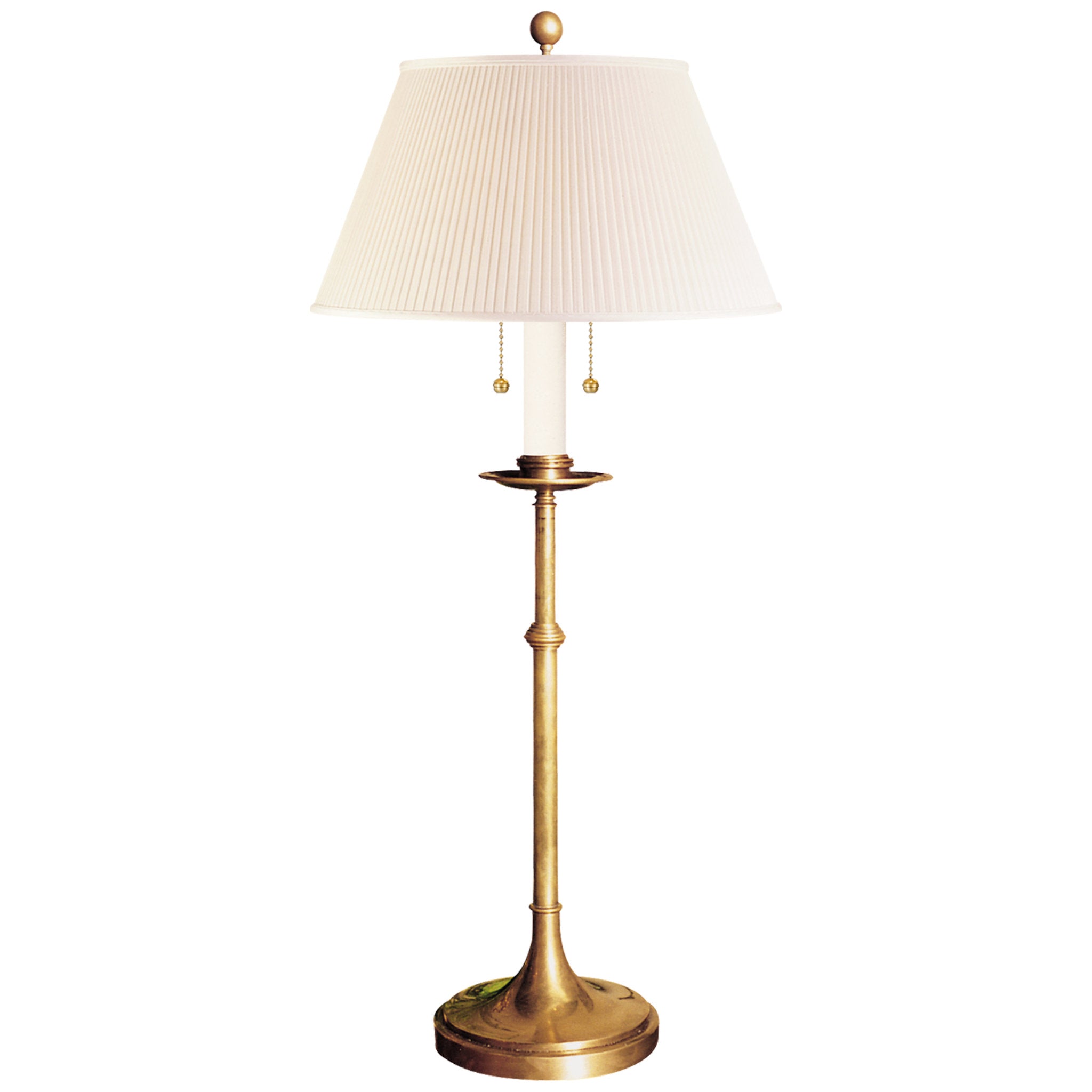 Chapman & Myers Dorchester Club Table Lamp in Antique-Burnished Brass with Silk Shade W13" x H22" - 32"