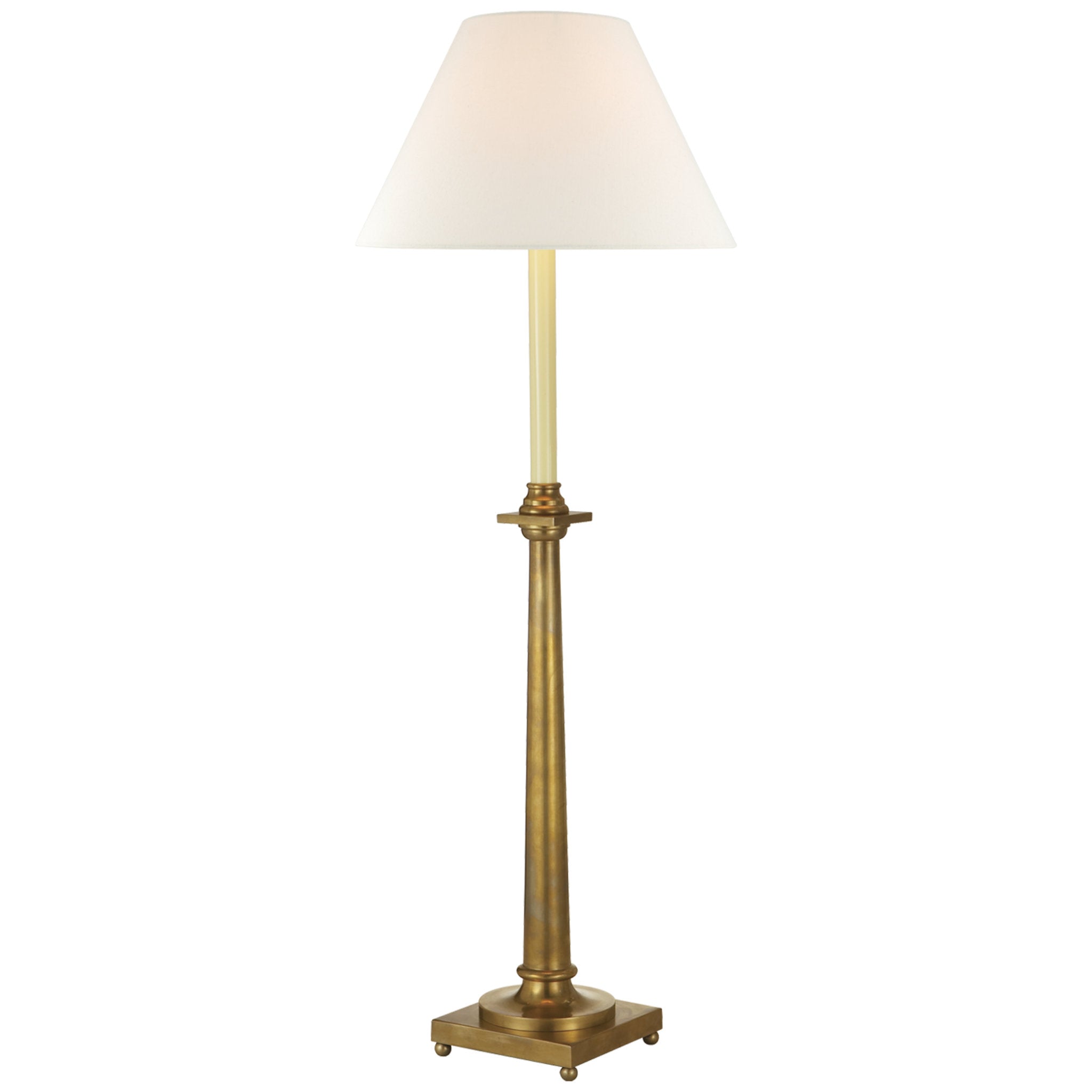 Chapman & Myers Swedish Column Buffet Lamp in Antique-Burnished Brass with Linen Shade Table Lamp W11.5" x H34"