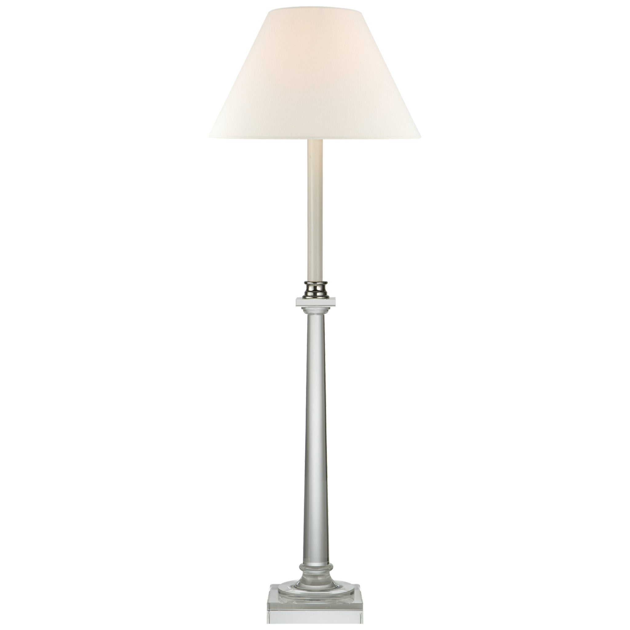 Chapman & Myers Swedish Column Buffet Lamp in Crystal with Linen Shade Table Lamp W11.5" x H34"