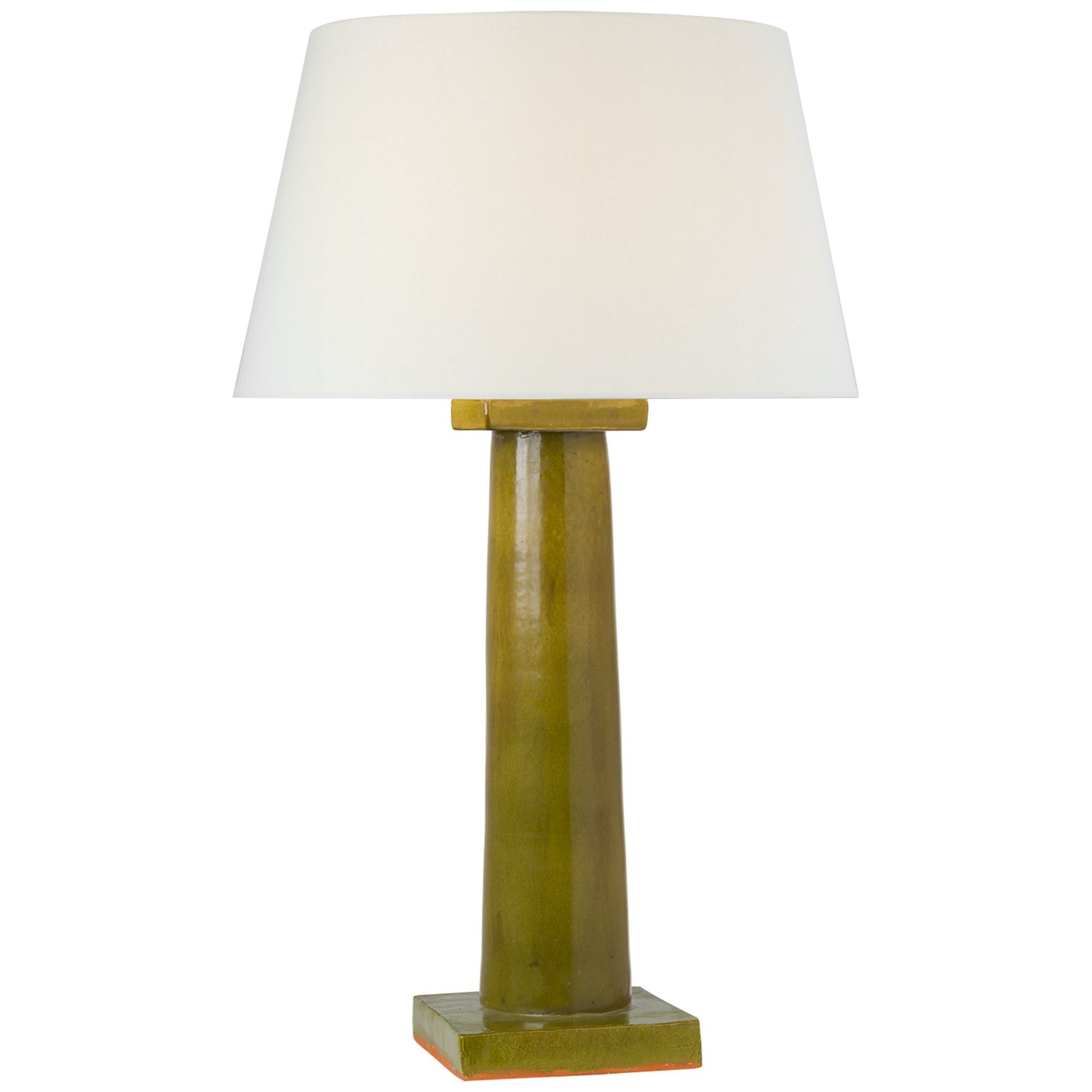 Chapman & Myers Colonne Large Balustrade Table Lamp in Moss Green with Linen Shade W17" x H27.75"