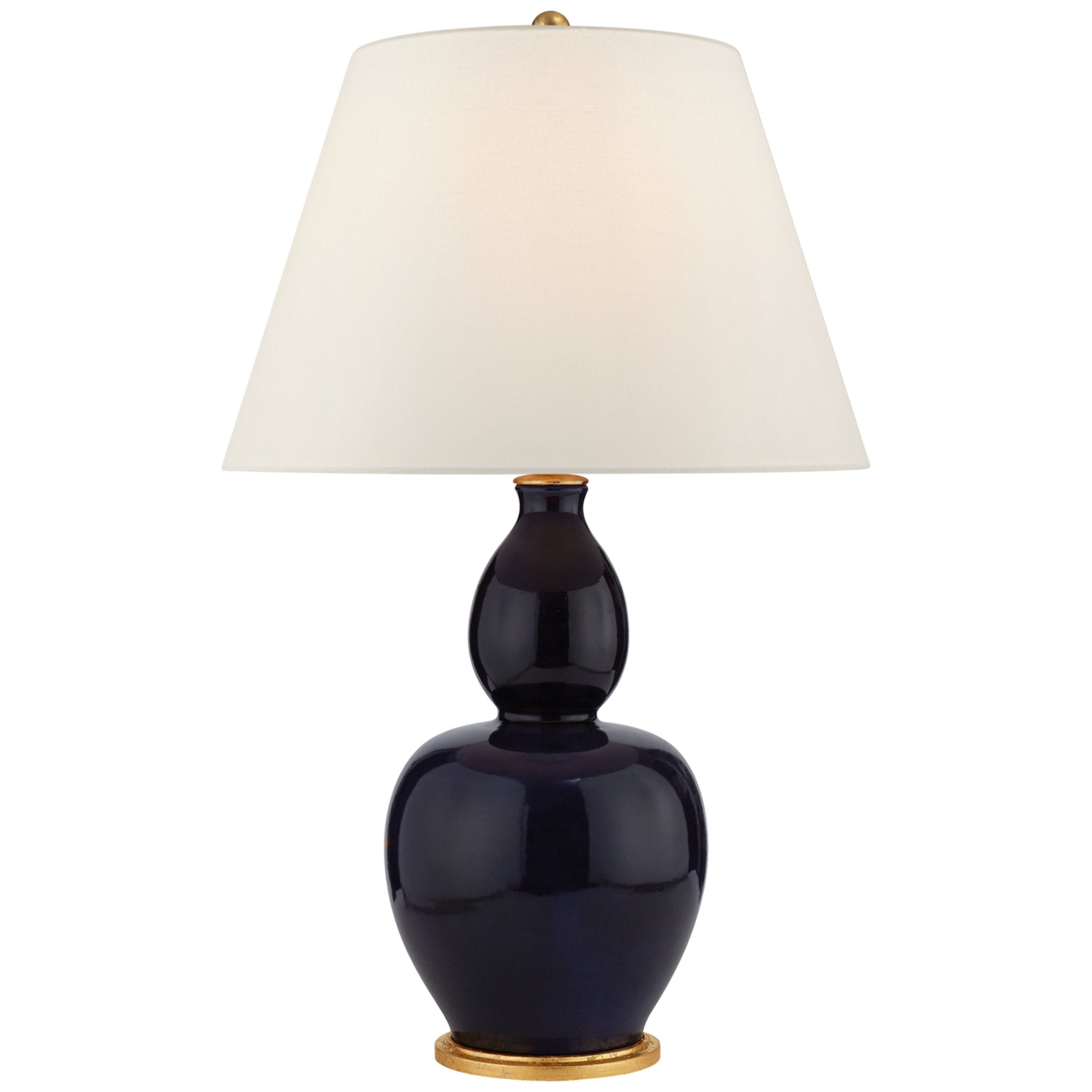 Chapman & Myers Yue Double Gourd Table Lamp in Denim with Linen Shade W20" x H31.25"