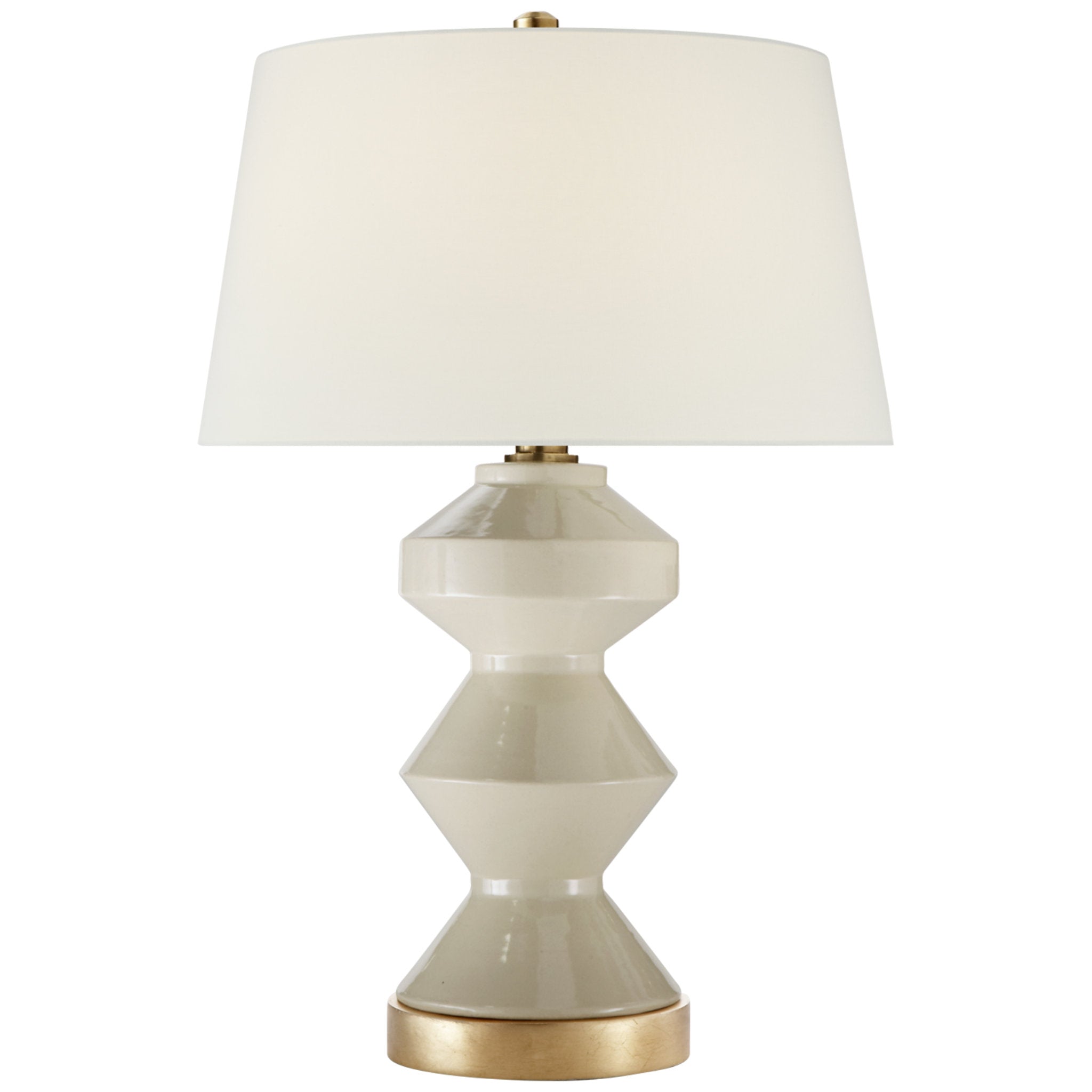 Chapman & Myers Weller Zig-Zag Table Lamp in Coconut with Linen Shade W19" x H27.5"