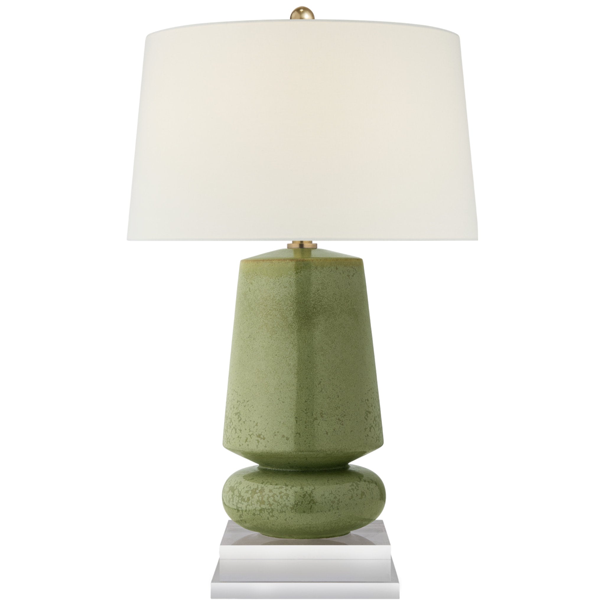 Chapman & Myers Parisienne Small Table Lamp in Shellish Kiwi with Linen Shade W17" x H28.75"