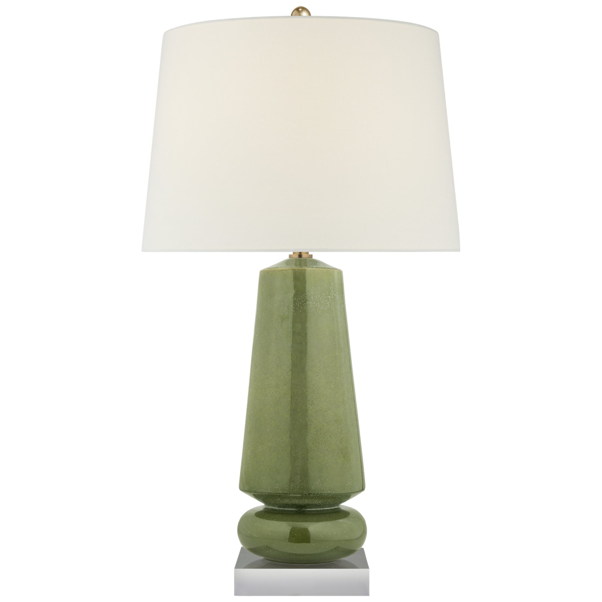 Chapman & Myers Parisienne Medium Table Lamp in Shellish Kiwi with Linen Shade W20" x H35"