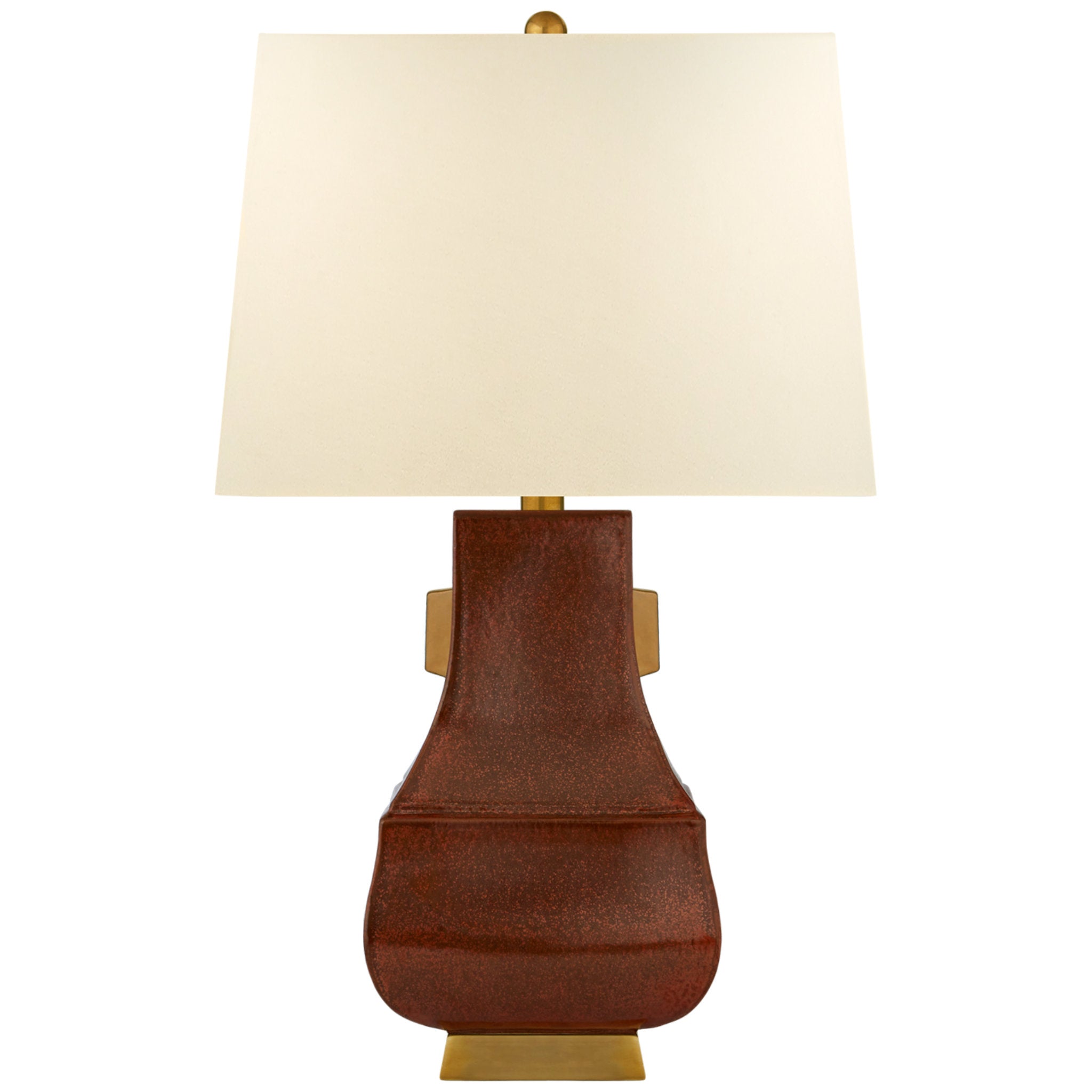 Chapman & Myers Kang Jug Large Table Lamp in Autumn Copper and Burnt Gold Accent with Natural Percale Shade W17" x H28.75"