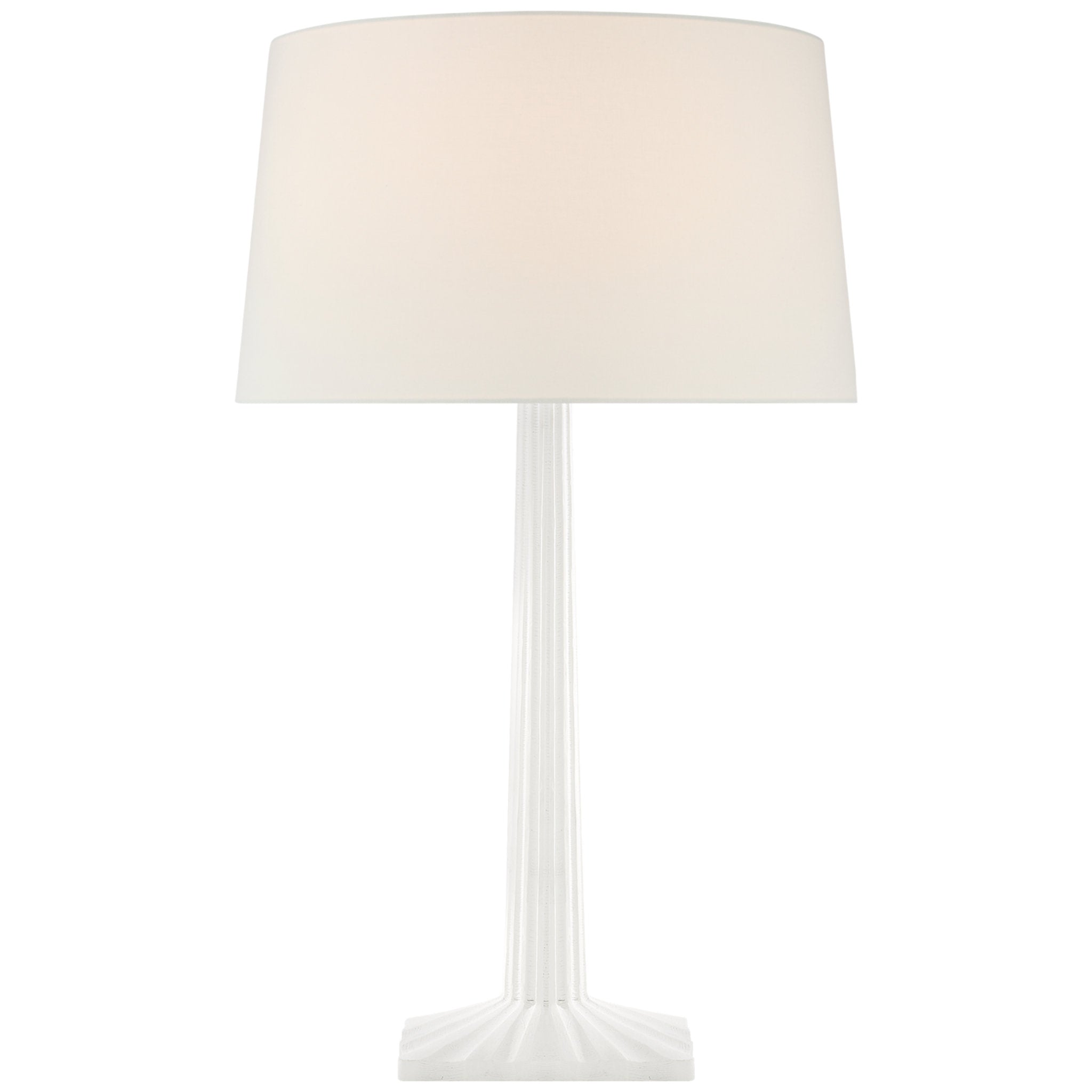 Chapman & Myers Strie Fluted Column Table Lamp in Plaster White with Linen Shade W17" x H29.75"