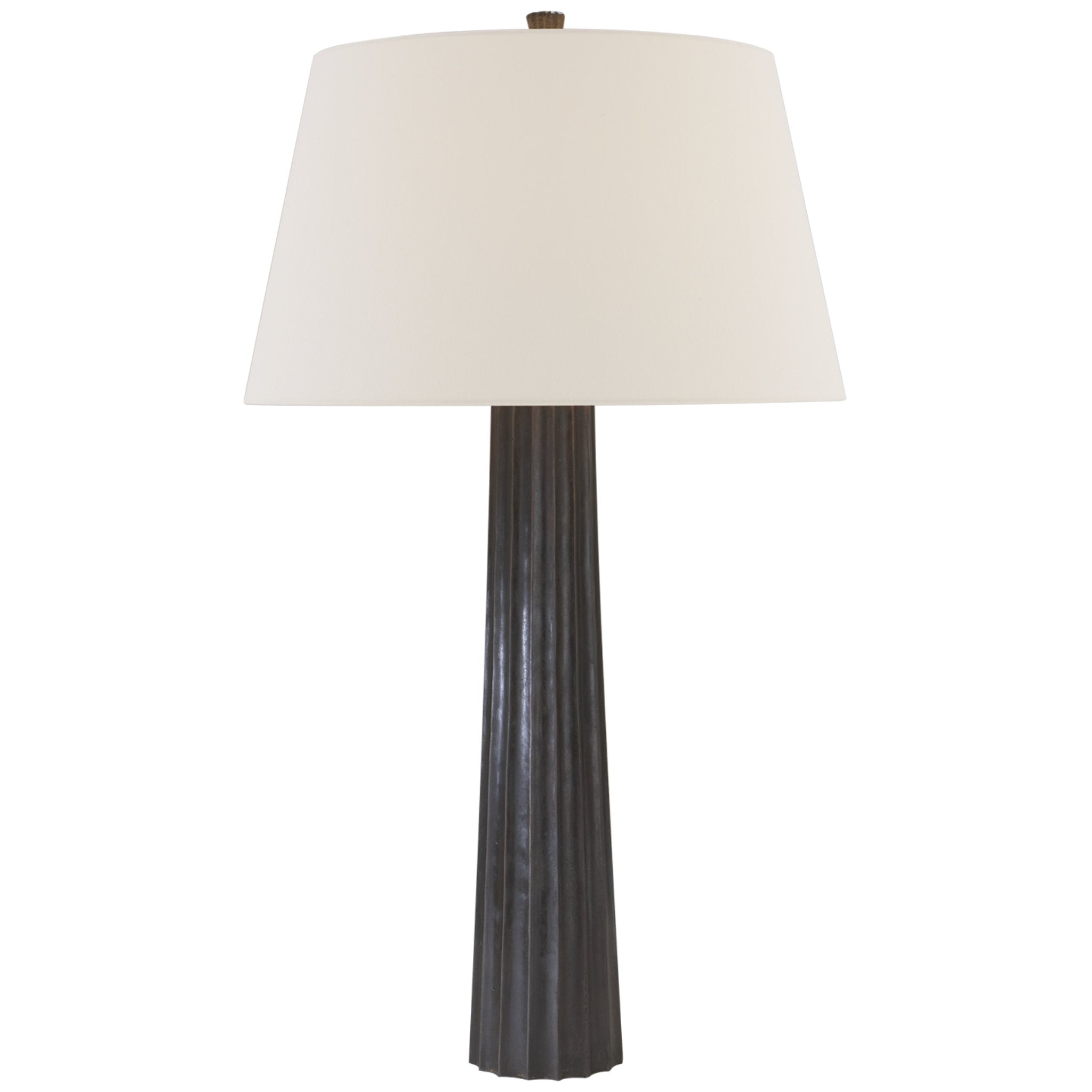 Chapman & Myers Fluted Spire Large Table Lamp in Aged Iron with Linen Shade W17" x H32.25"