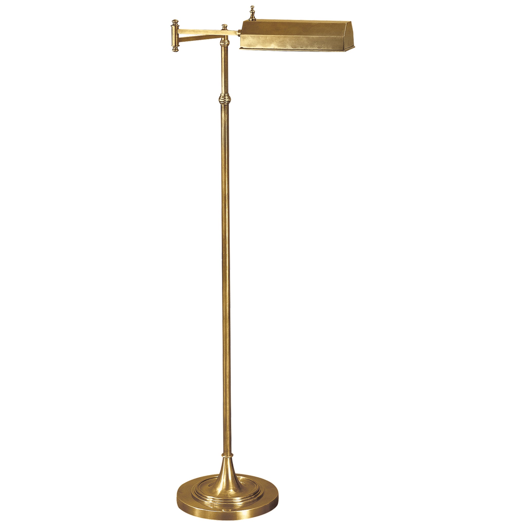 Chapman & Myers Dorchester Swing Arm Pharmacy Floor Lamp in Antique-Burnished Brass H37" - 63"