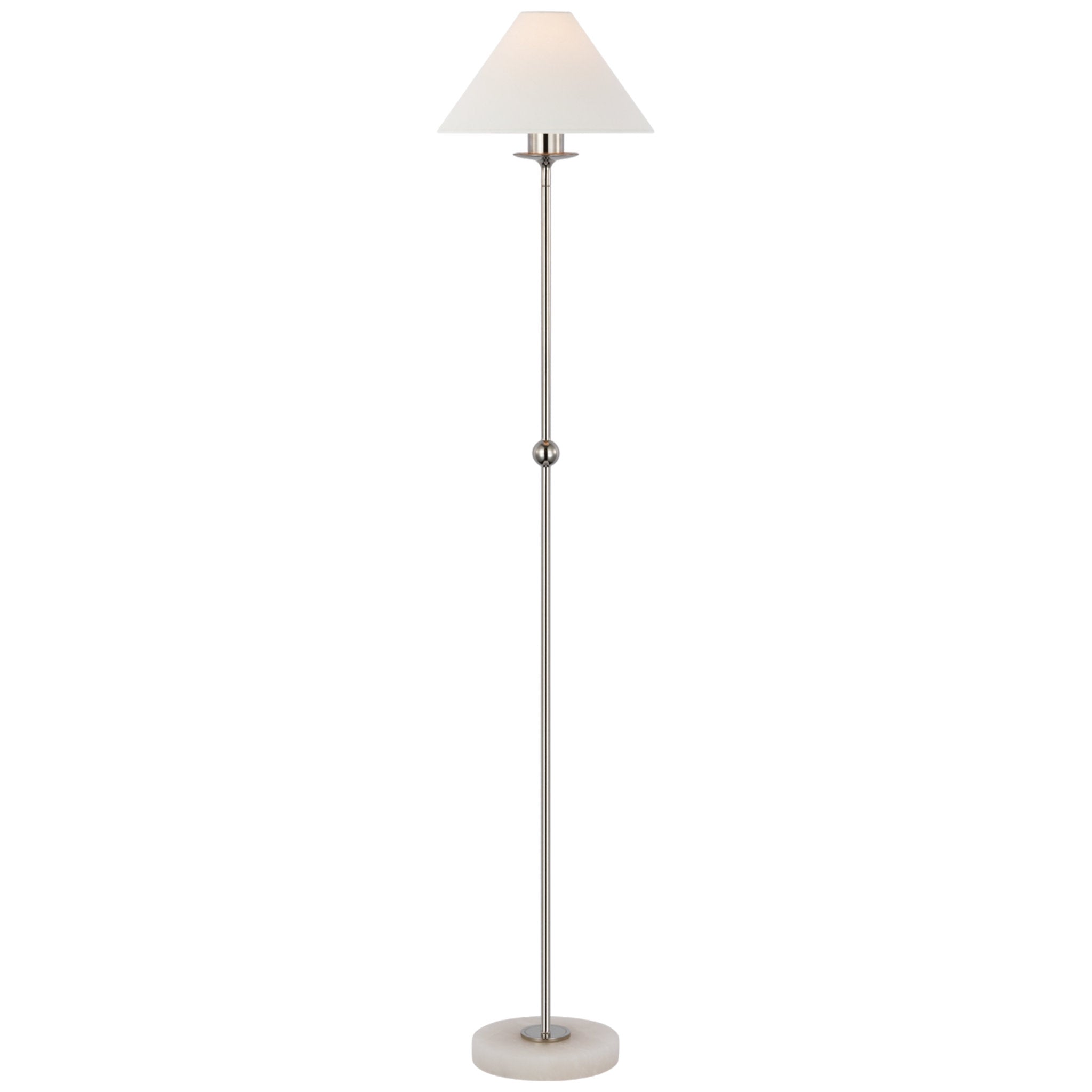 Chapman & Myers Caspian Medium Floor Lamp in Polished Nickel and Alabaster with Linen Shade W10.5" x H51.75"