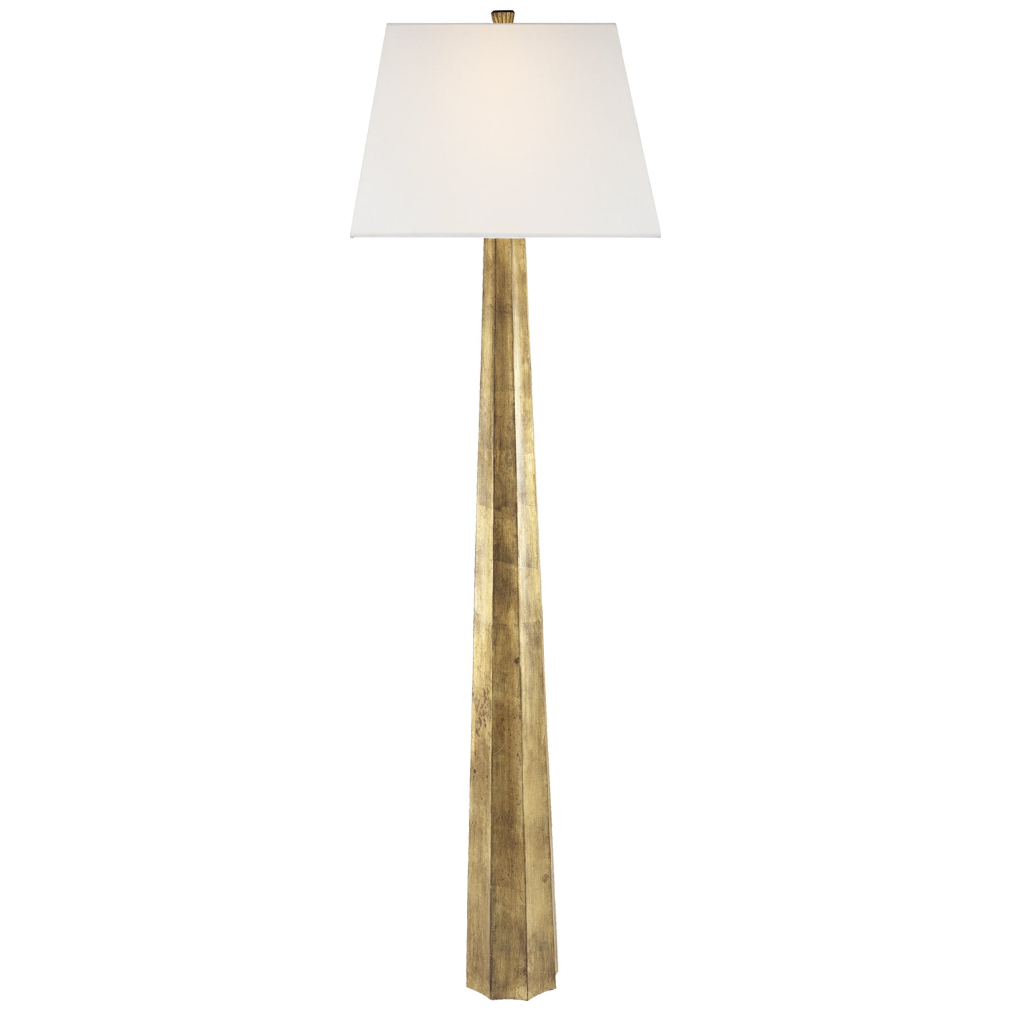 Chapman & Myers Fluted Spire Floor Lamp in Gilded Iron with Linen Shade W19" x H60.5"
