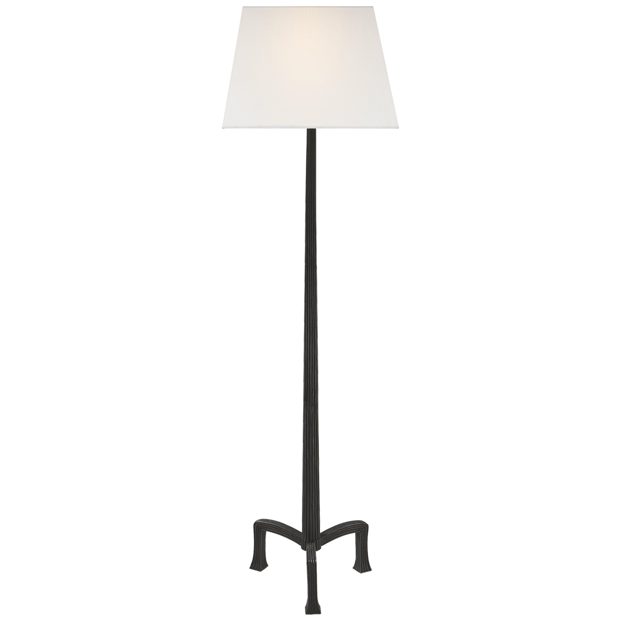 Chapman & Myers Strie Floor Lamp in Aged Iron with Linen Shade W19" x H63"