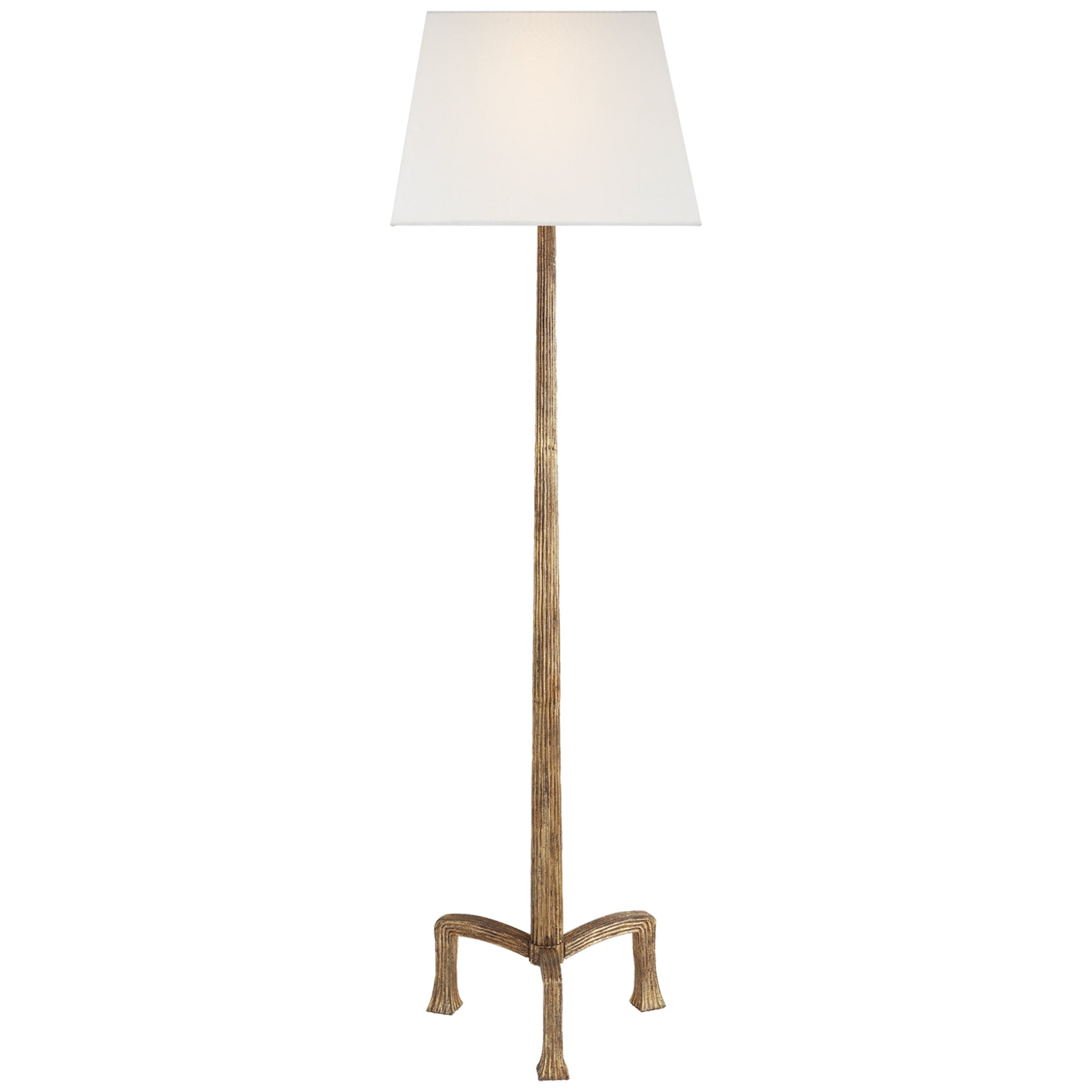 Chapman & Myers Strie Floor Lamp in Gilded Iron with Linen Shade W19" x H63"