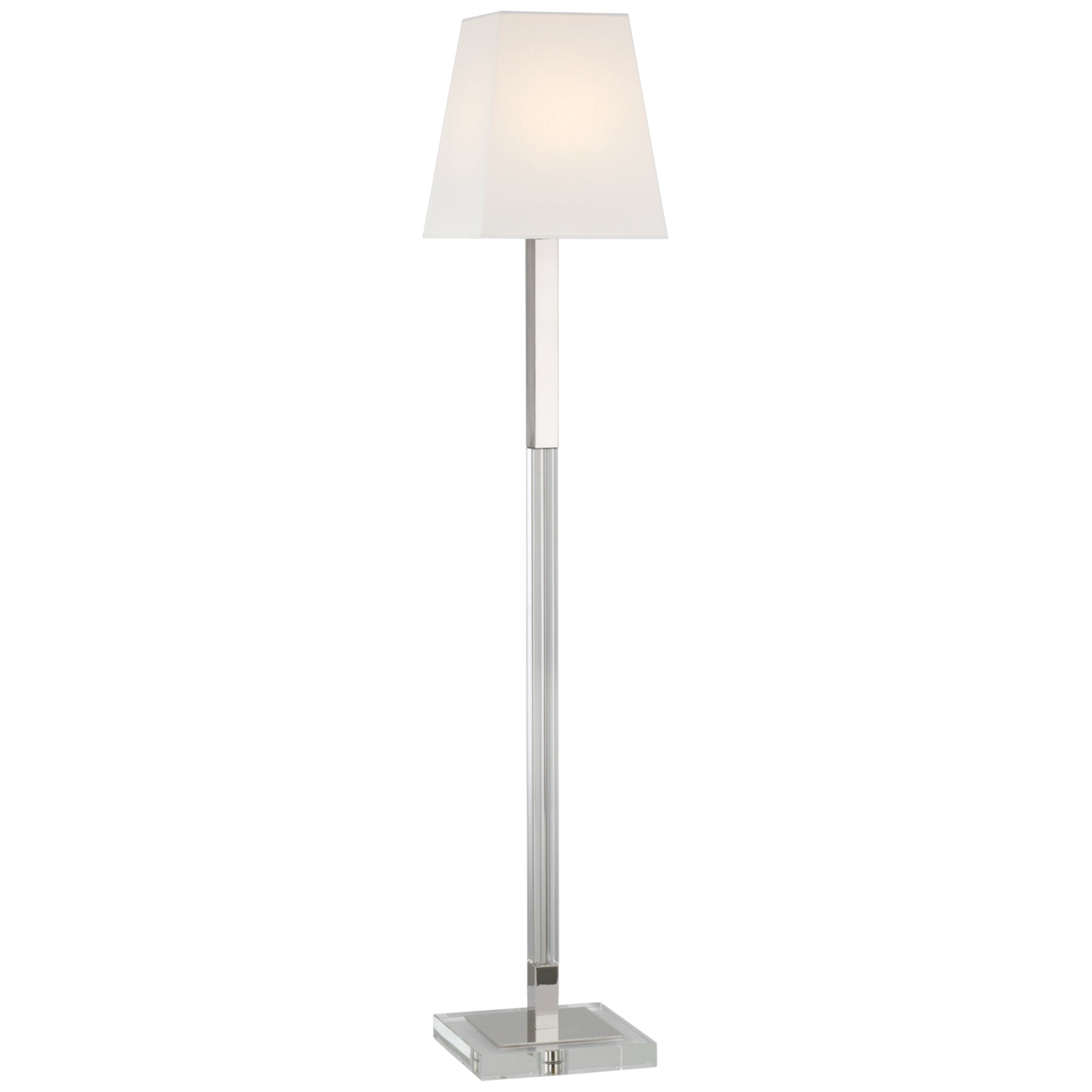 Chapman & Myers Reagan Medium Reading Floor Lamp in Polished Nickel and Crystal with Linen Shade W9.5" x H52"