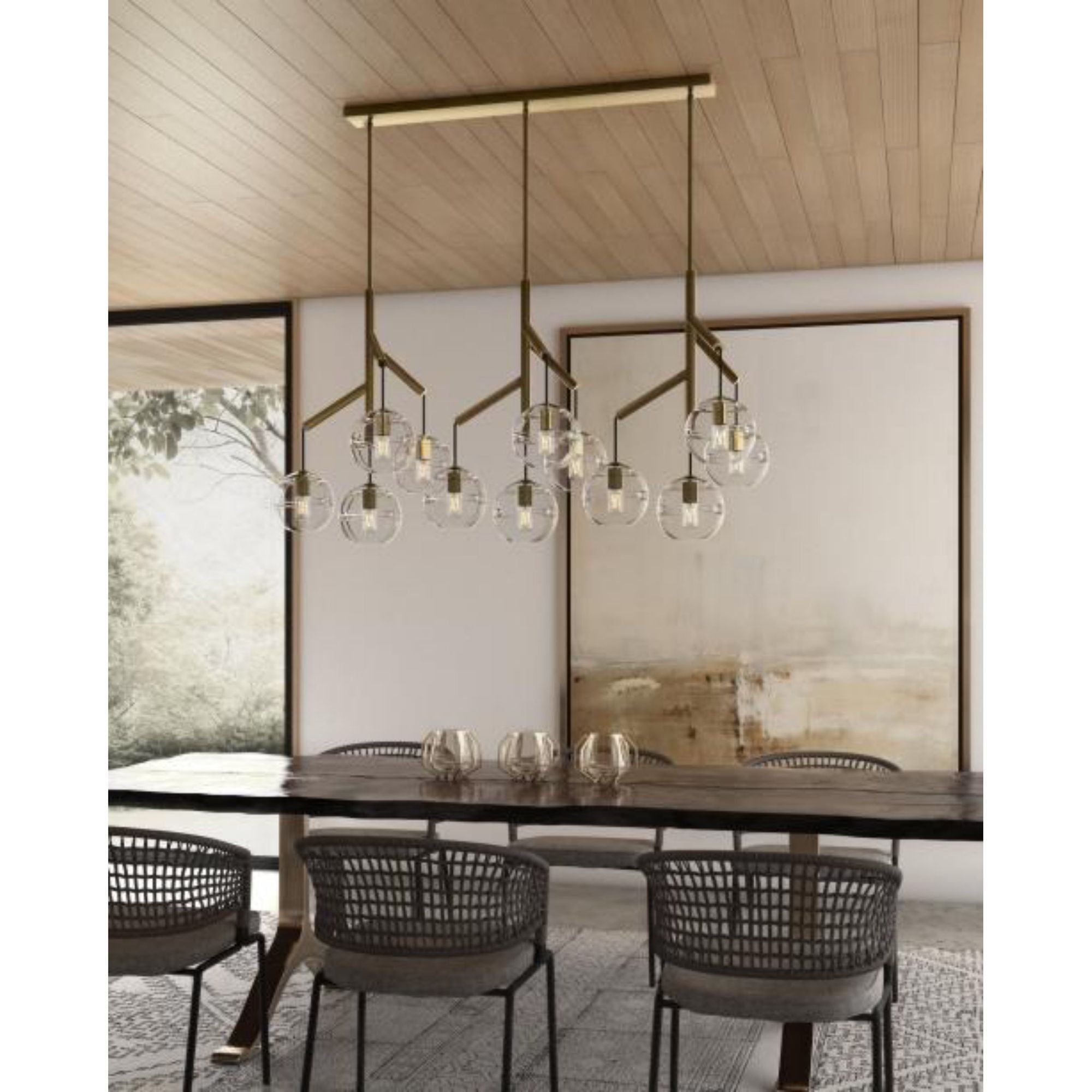 Sedona Triple Chandelier Chandeliers 12-Light Satin Nickel by Sean Lavin