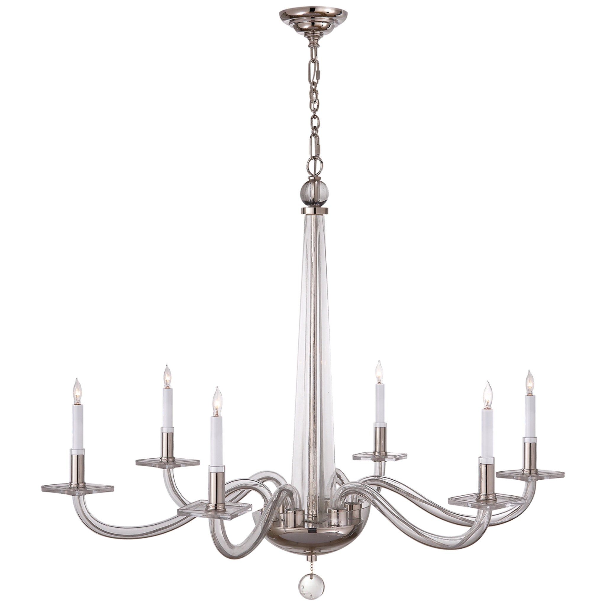 Chapman & Myers Bernardo Large Chandelier Polished Nickel and Clear Glass Ceiling Light W38" x H35.75"