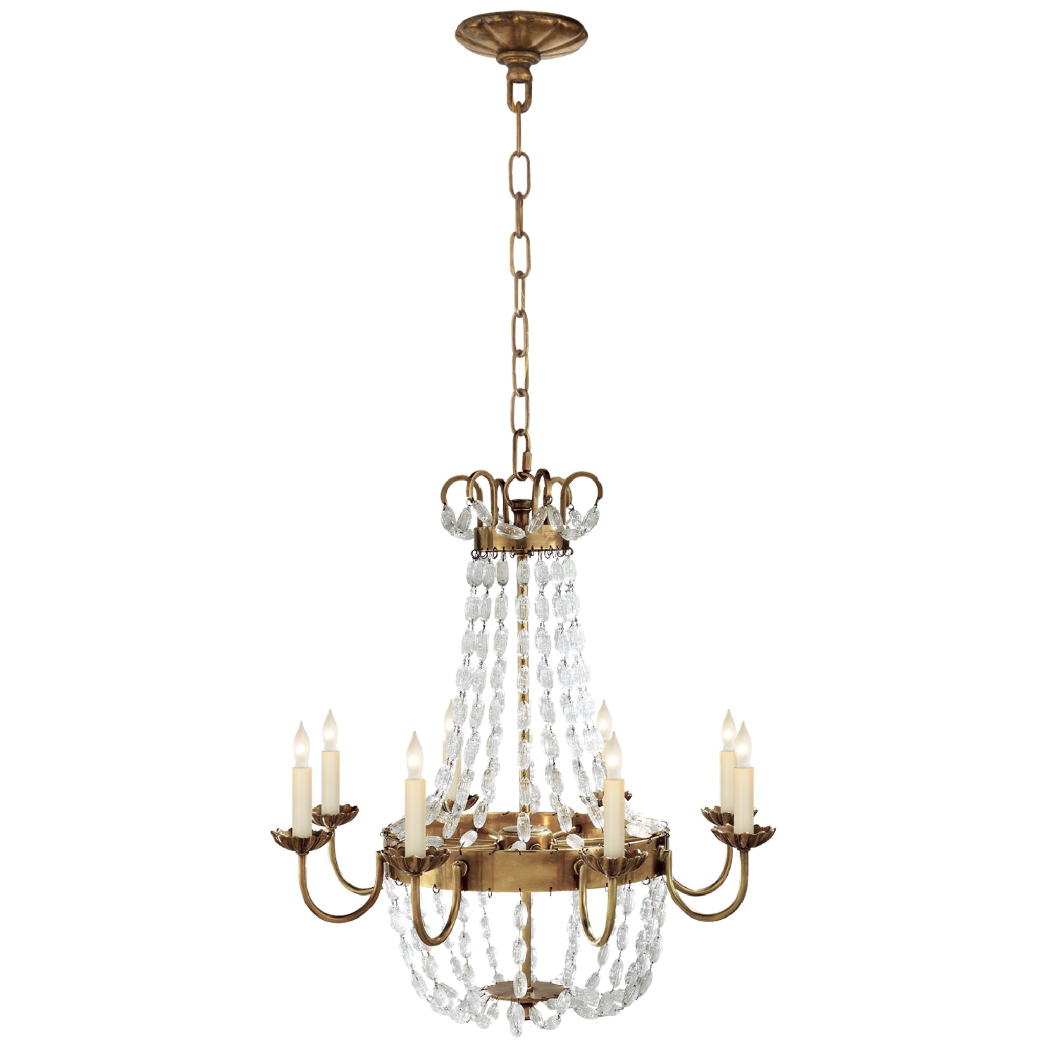 Chapman & Myers Paris Flea Market Medium Chandelier in Antique-Burnished Brass and Seeded Glass Ceiling Light W24.75" x H26"