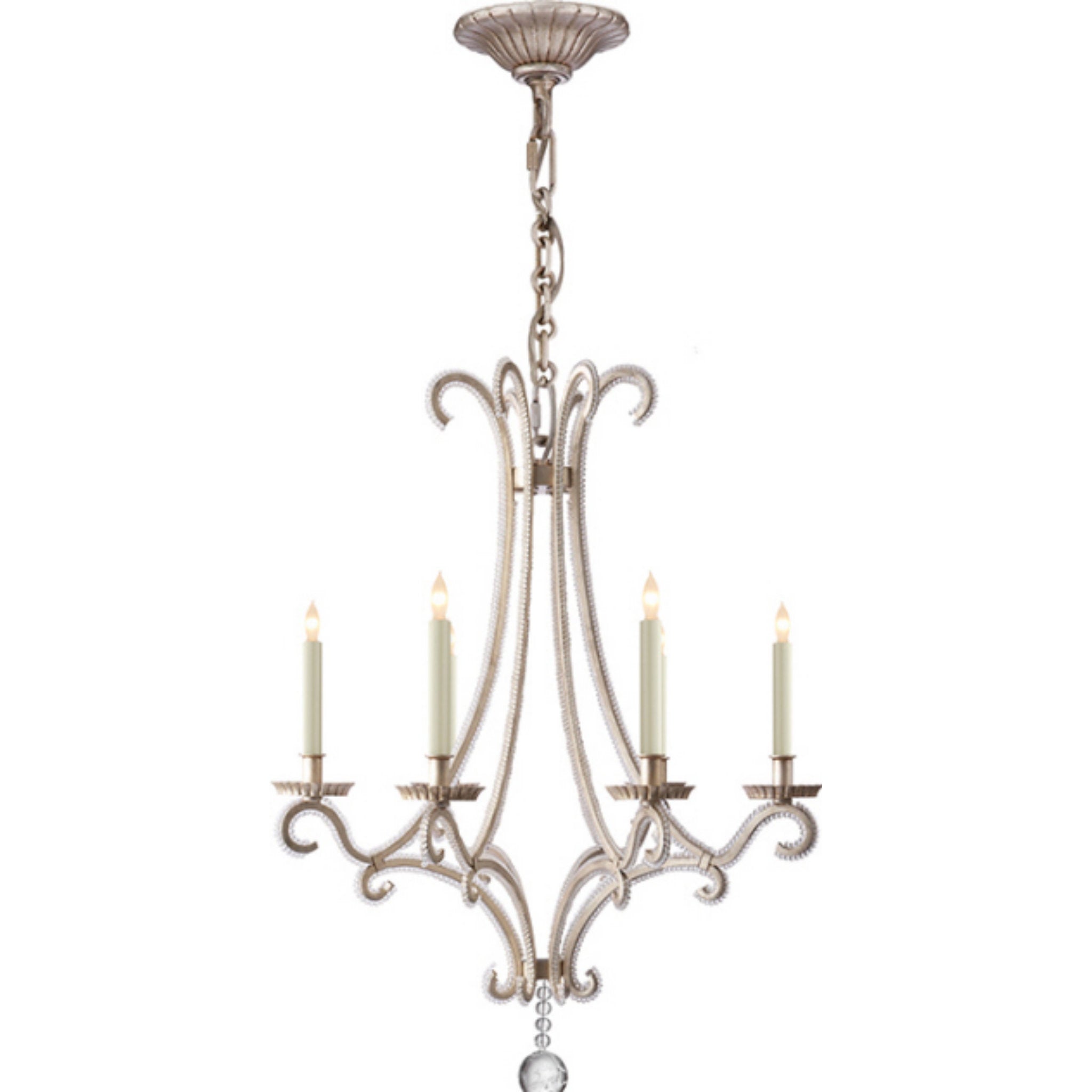 Chapman & Myers Oslo Small Chandelier in Burnished Silver Leaf with Crystal Ceiling Light W23.25" x H26.25"