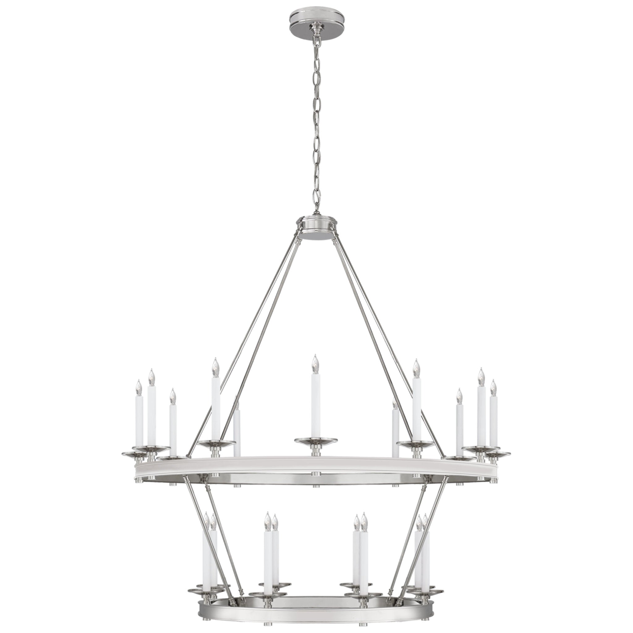 Chapman & Myers Launceton Large Two Tiered Chandelier in Polished Nickel Ceiling Light W43.25" x H47.5"