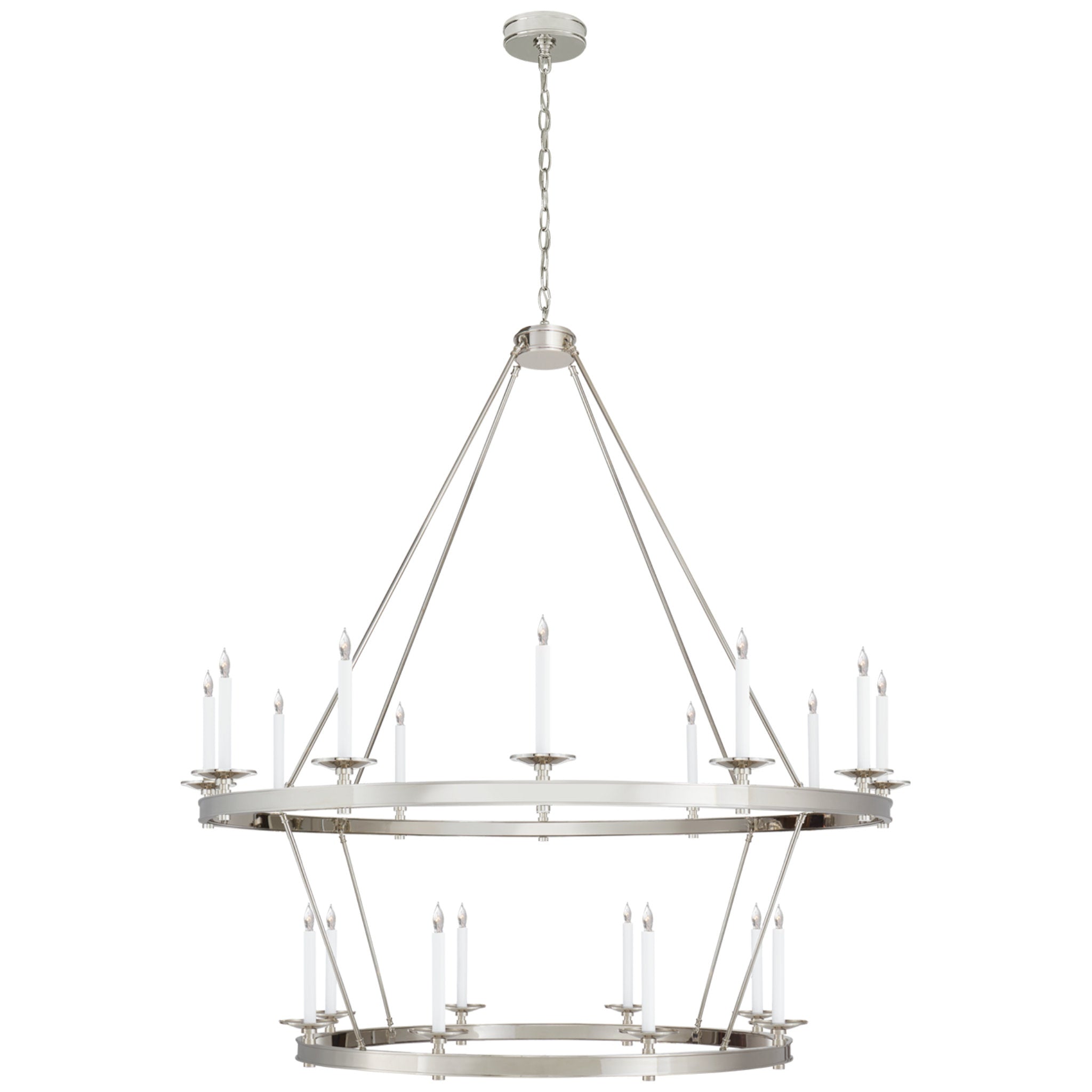 Chapman & Myers Launceton Grande Two Tiered Chandelier in Polished Nickel Ceiling Light W53.25" x H55"