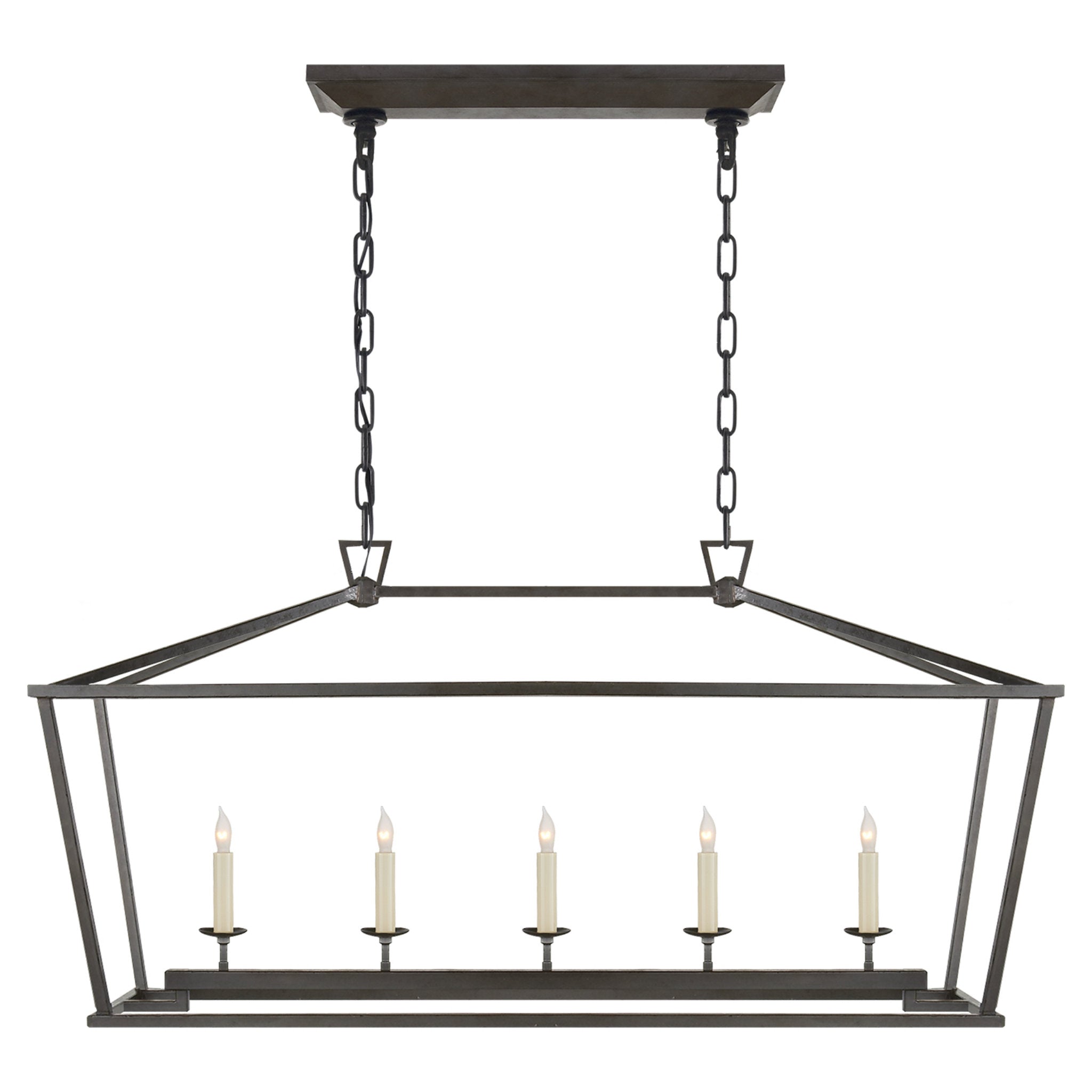 Chapman & Myers Darlana Medium Linear Lantern in Aged Iron Ceiling Light W41" x H20.25"