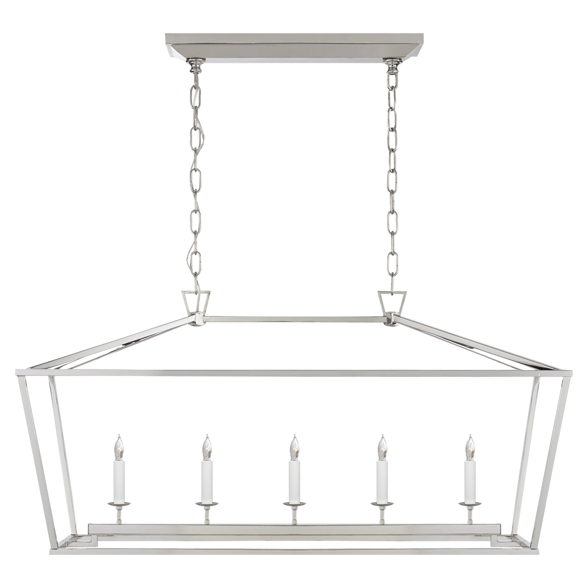 Chapman & Myers Darlana Medium Linear Lantern in Polished Nickel Ceiling Light W41" x H20.25"
