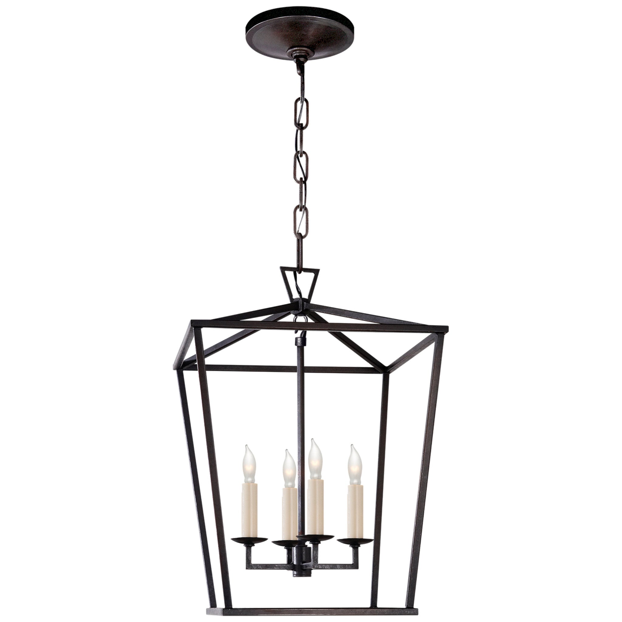 Chapman & Myers Darlana Small Lantern in Aged Iron Ceiling Light W12.5" x H18"
