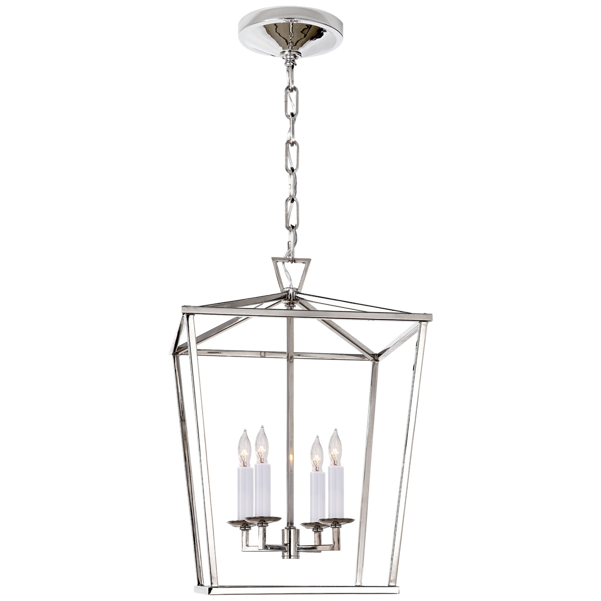 Chapman & Myers Darlana Small Lantern in Polished Nickel Ceiling Light W12.5" x H18"