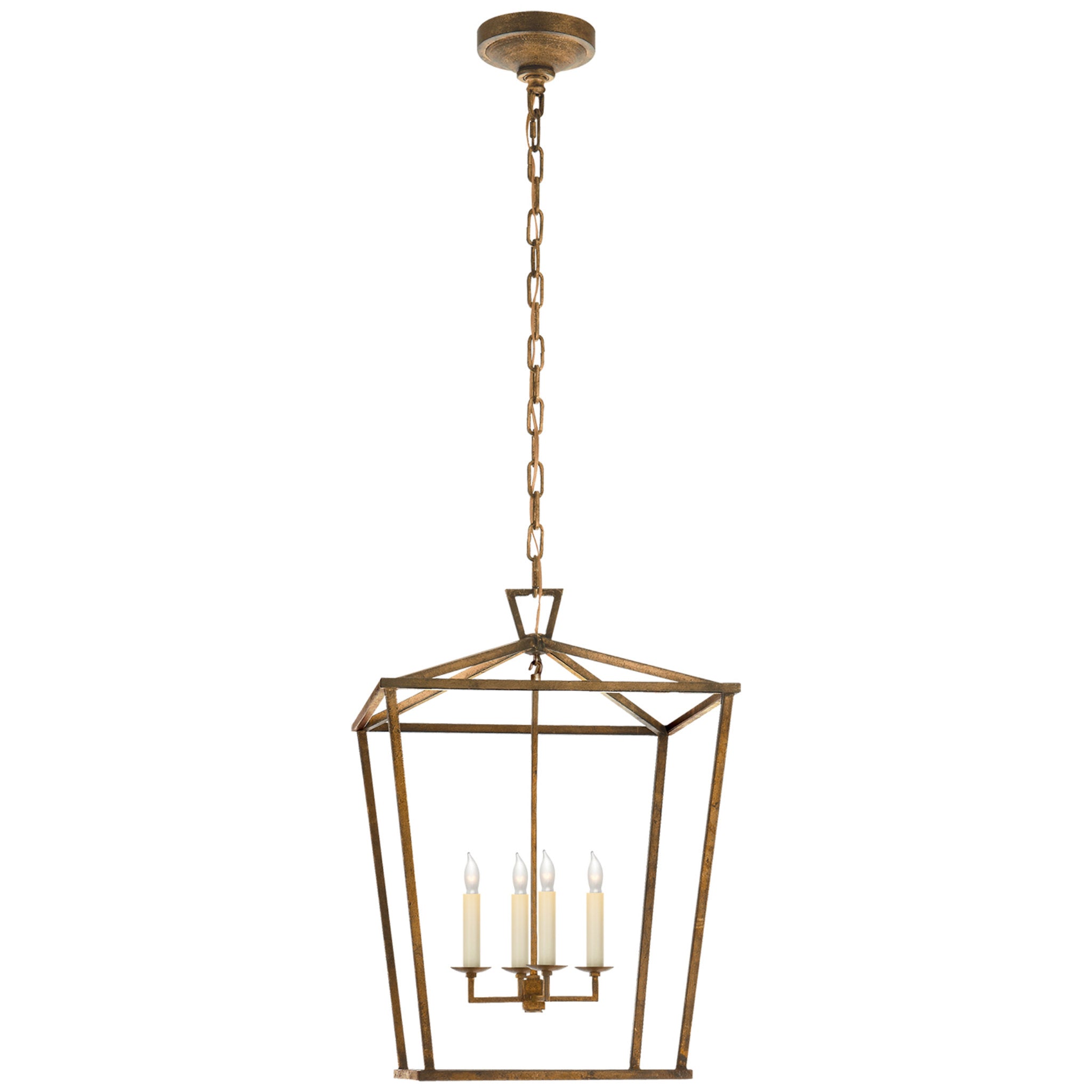 Chapman & Myers Darlana Medium Lantern in Gilded Iron Ceiling Light W17" x H24.5"