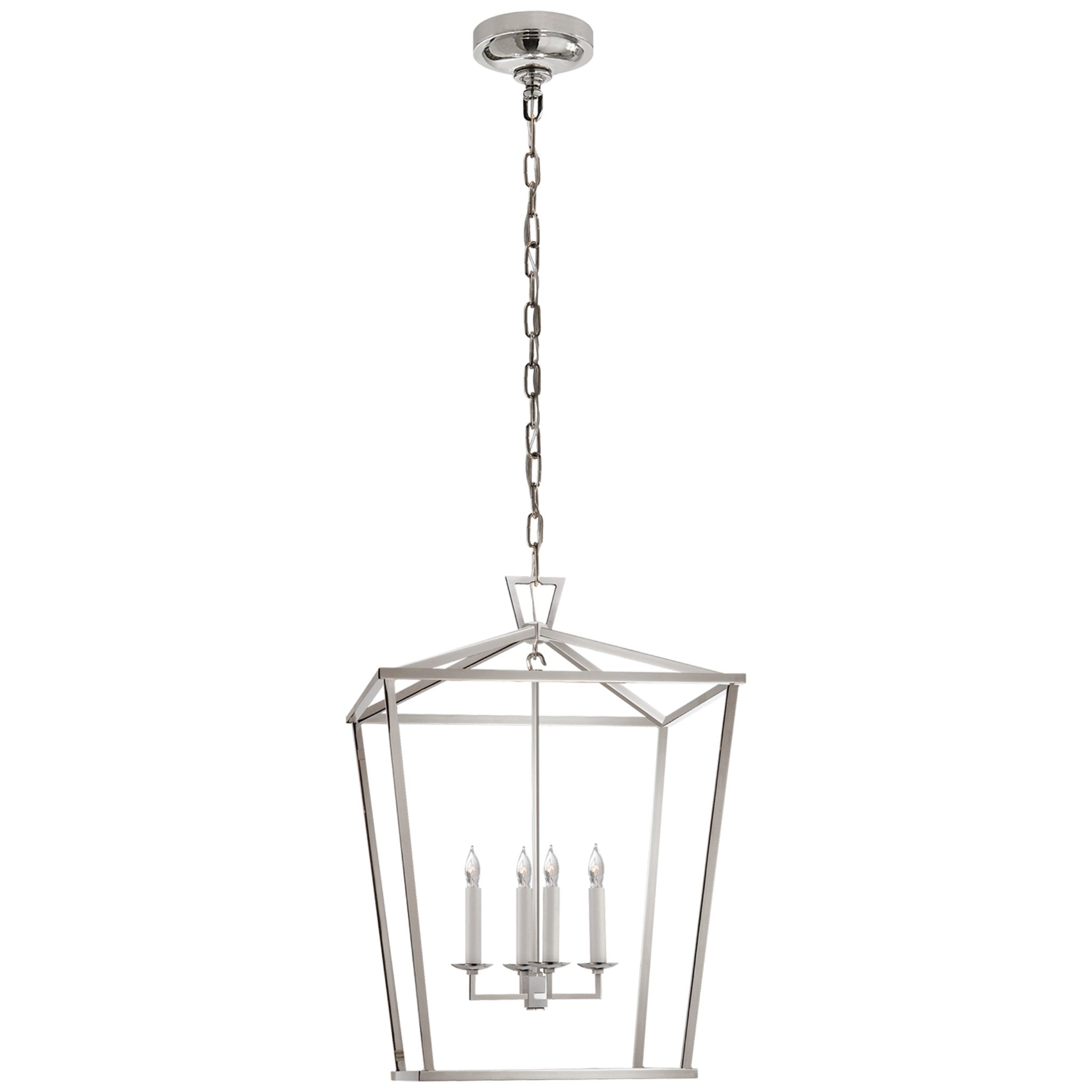 Chapman & Myers Darlana Medium Lantern in Polished Nickel Ceiling Light W17" x H24.5"