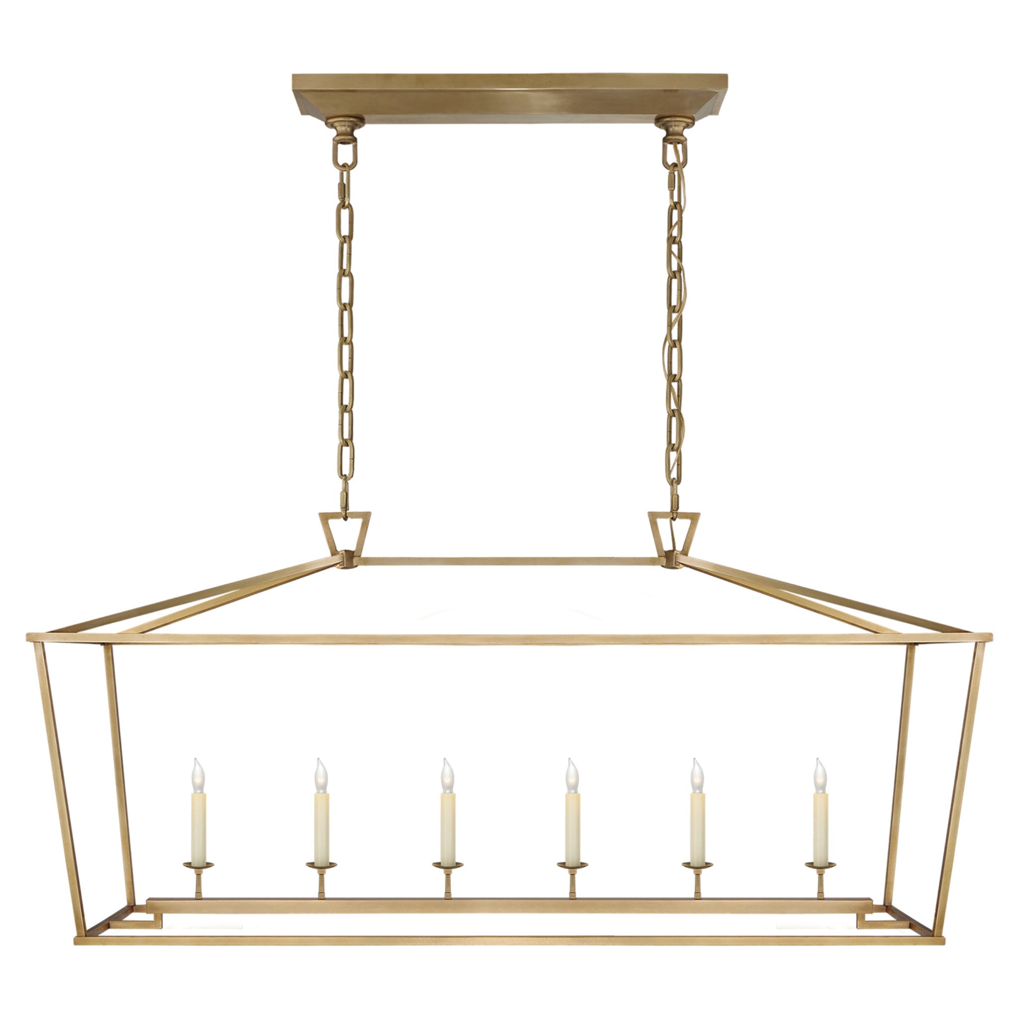 Chapman & Myers Darlana Large Linear Lantern in Antique- Burnished Brass Ceiling Light W54" x H25.75"