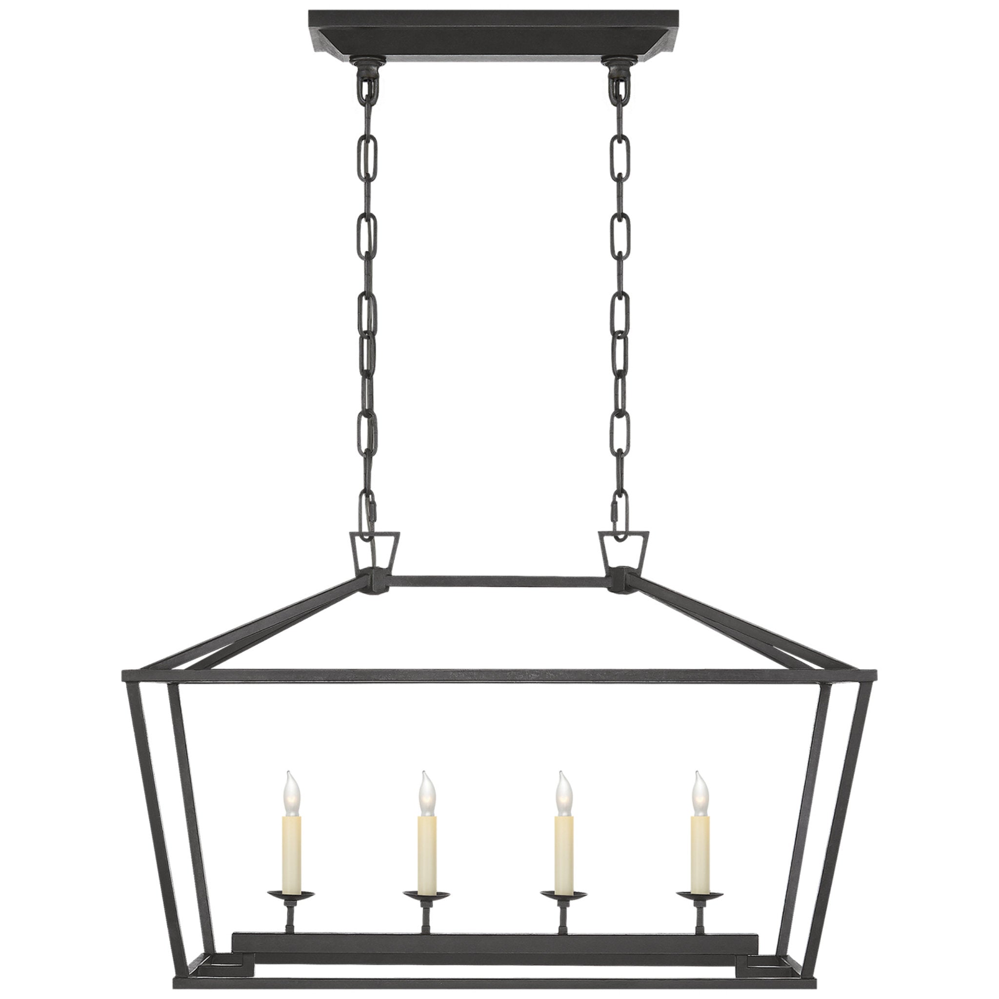 Chapman & Myers Darlana Small Linear Lantern in Aged Iron Ceiling Light W30" x 13" x H19"