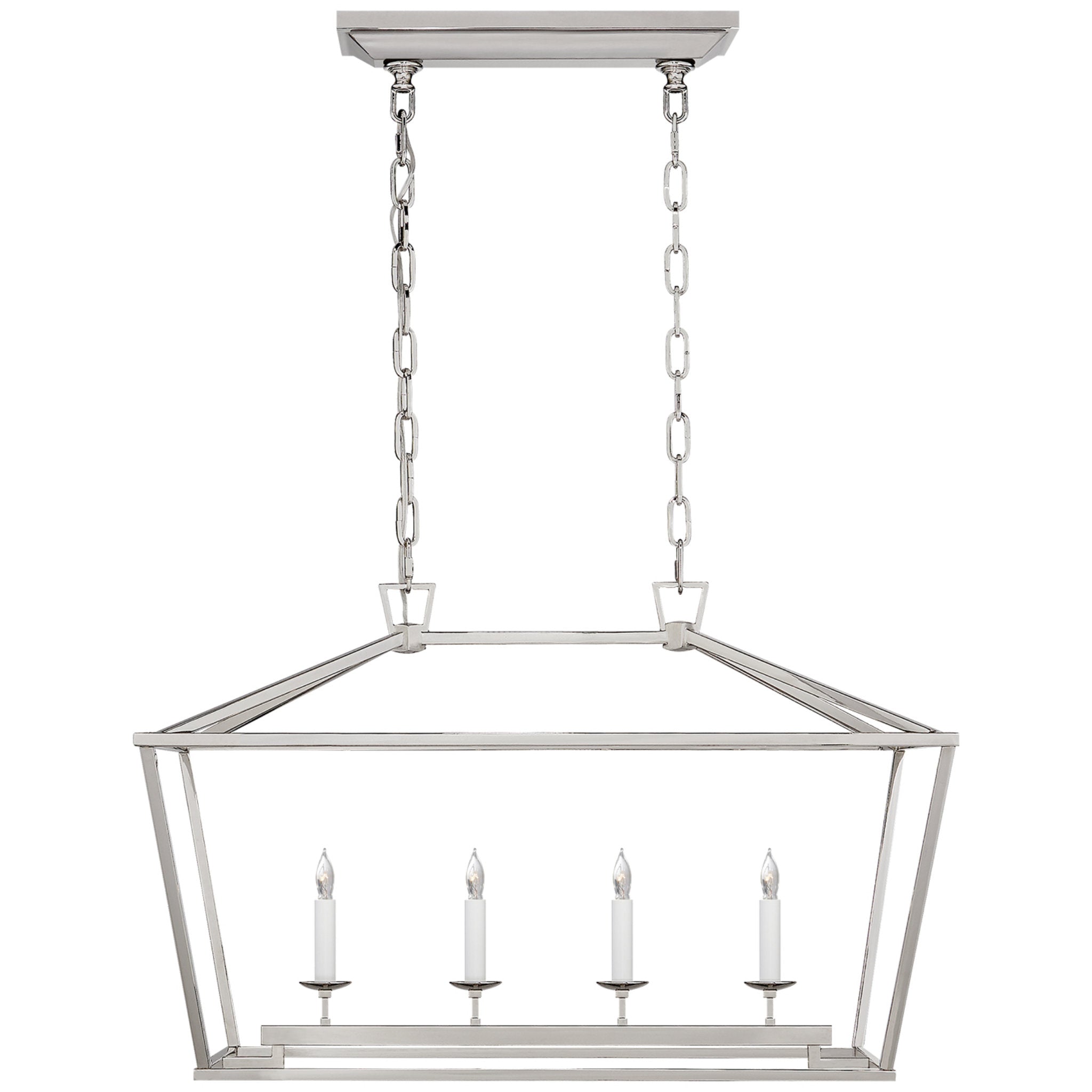 Chapman & Myers Darlana Small Linear Lantern in Polished Nickel Ceiling Light W30" x 13" x H19"